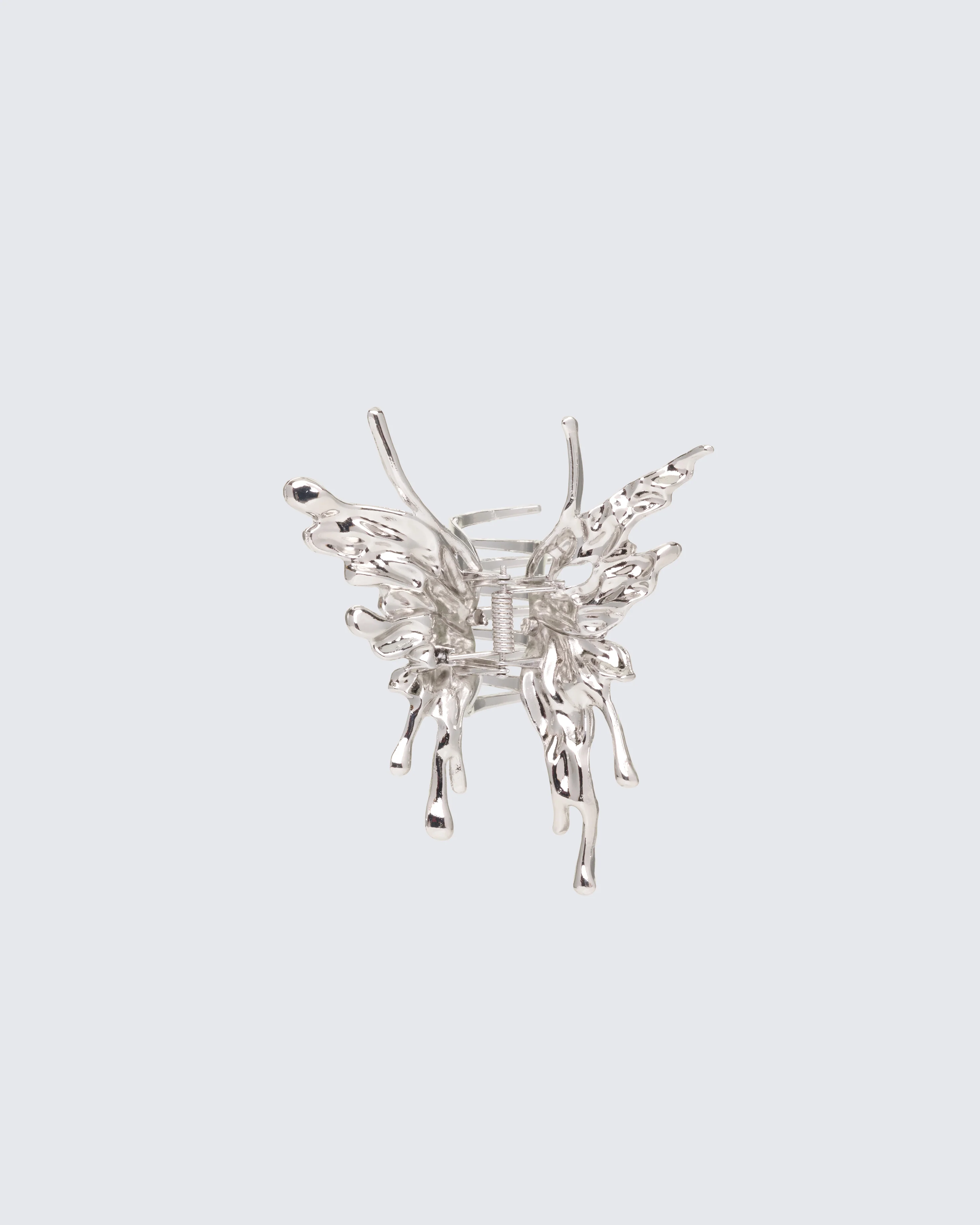 Adelaide Silver Molten Butterfly Hair Clip