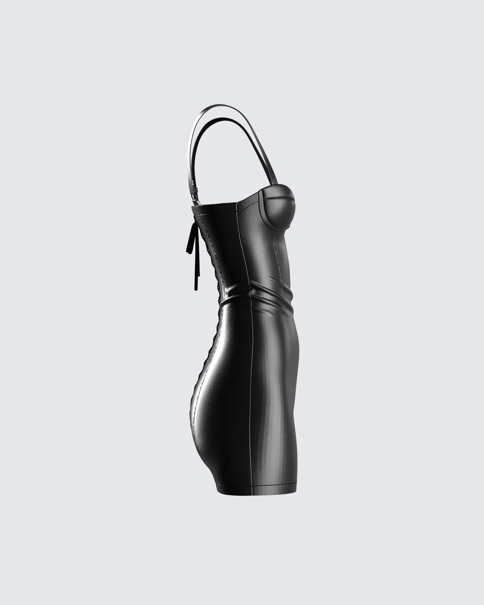 Alara Black Vegan Leather Dress - Image 2