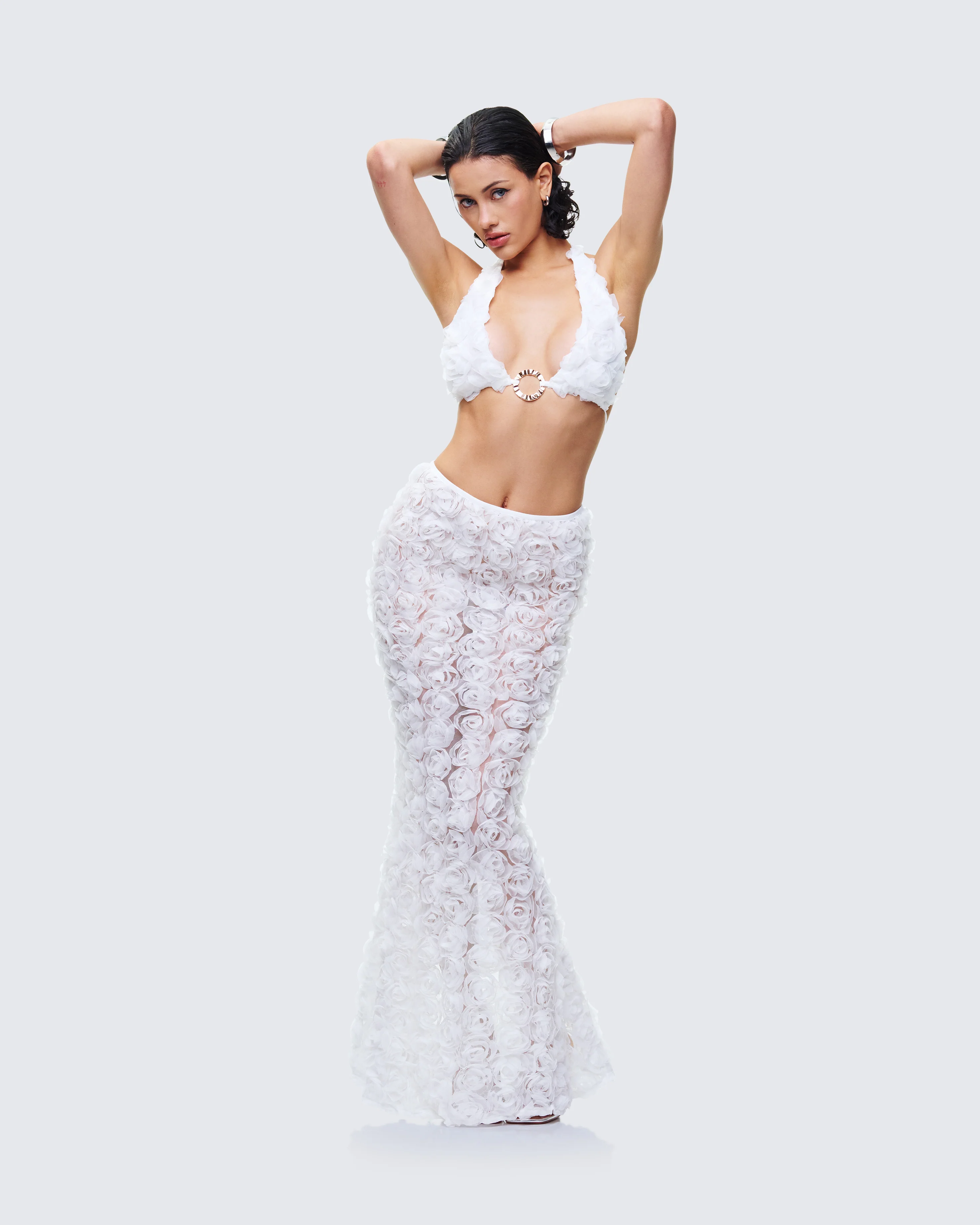 Ambrose White 3D Flower Maxi Skirt - Image 5