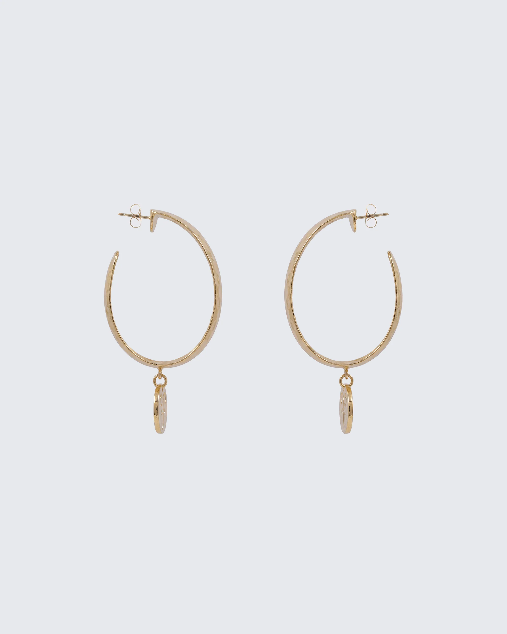 Anoura Gold Hammered Hoop Earrings - Image 2