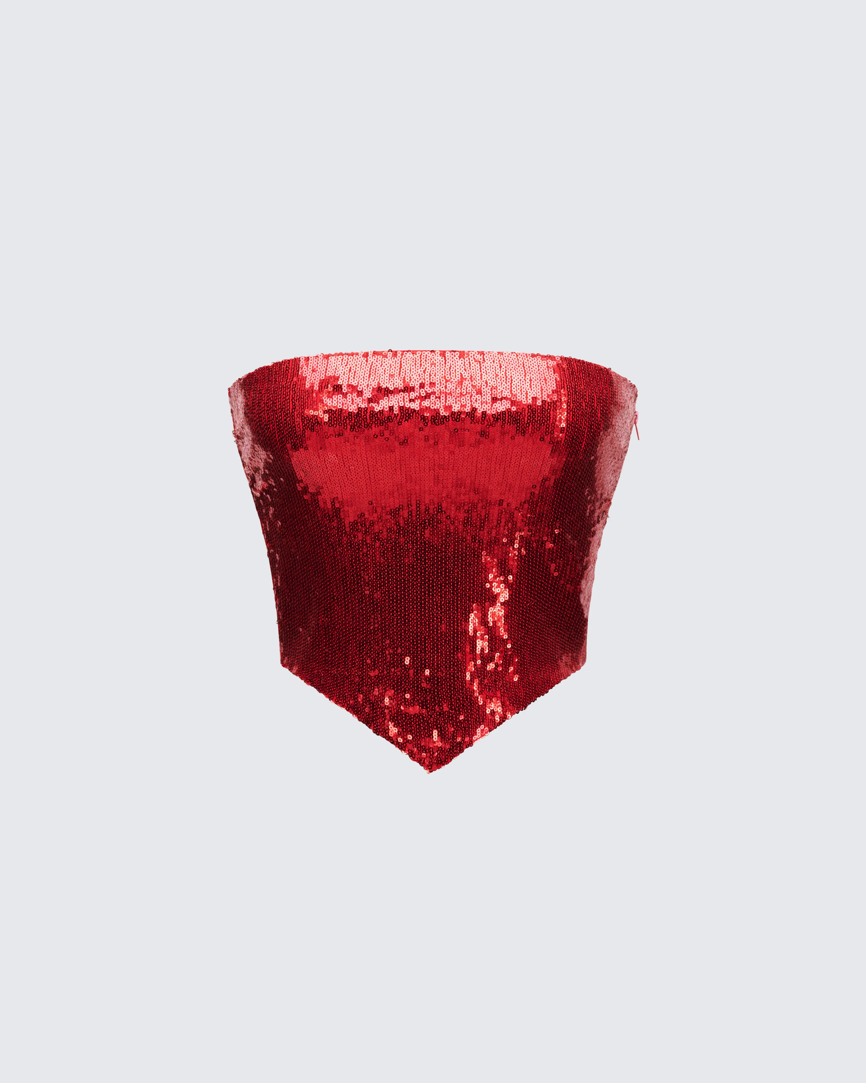 Astraia Red Sequin Bandeau Top