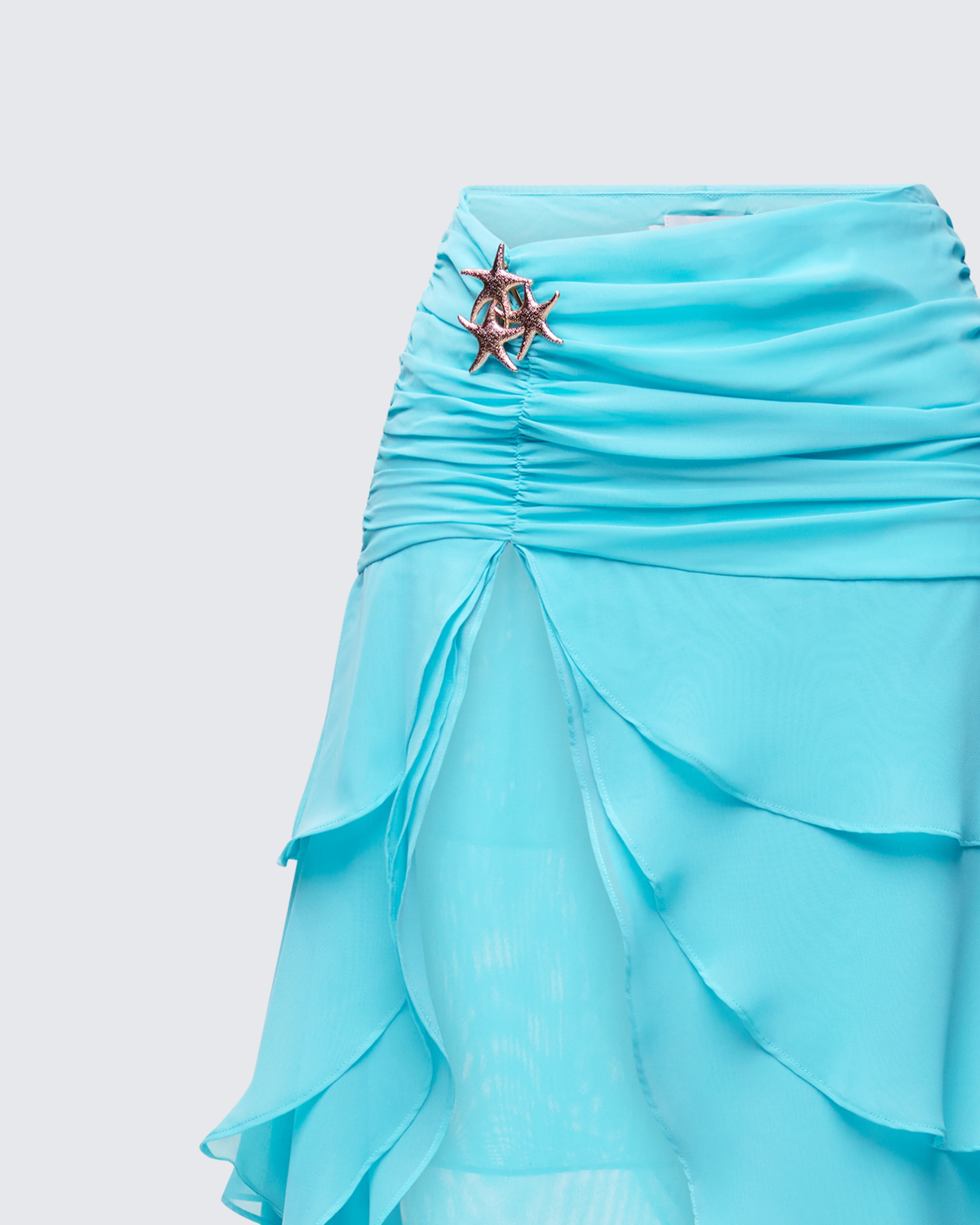 Audra Blue Chiffon Tiered Maxi Skirt - Image 6
