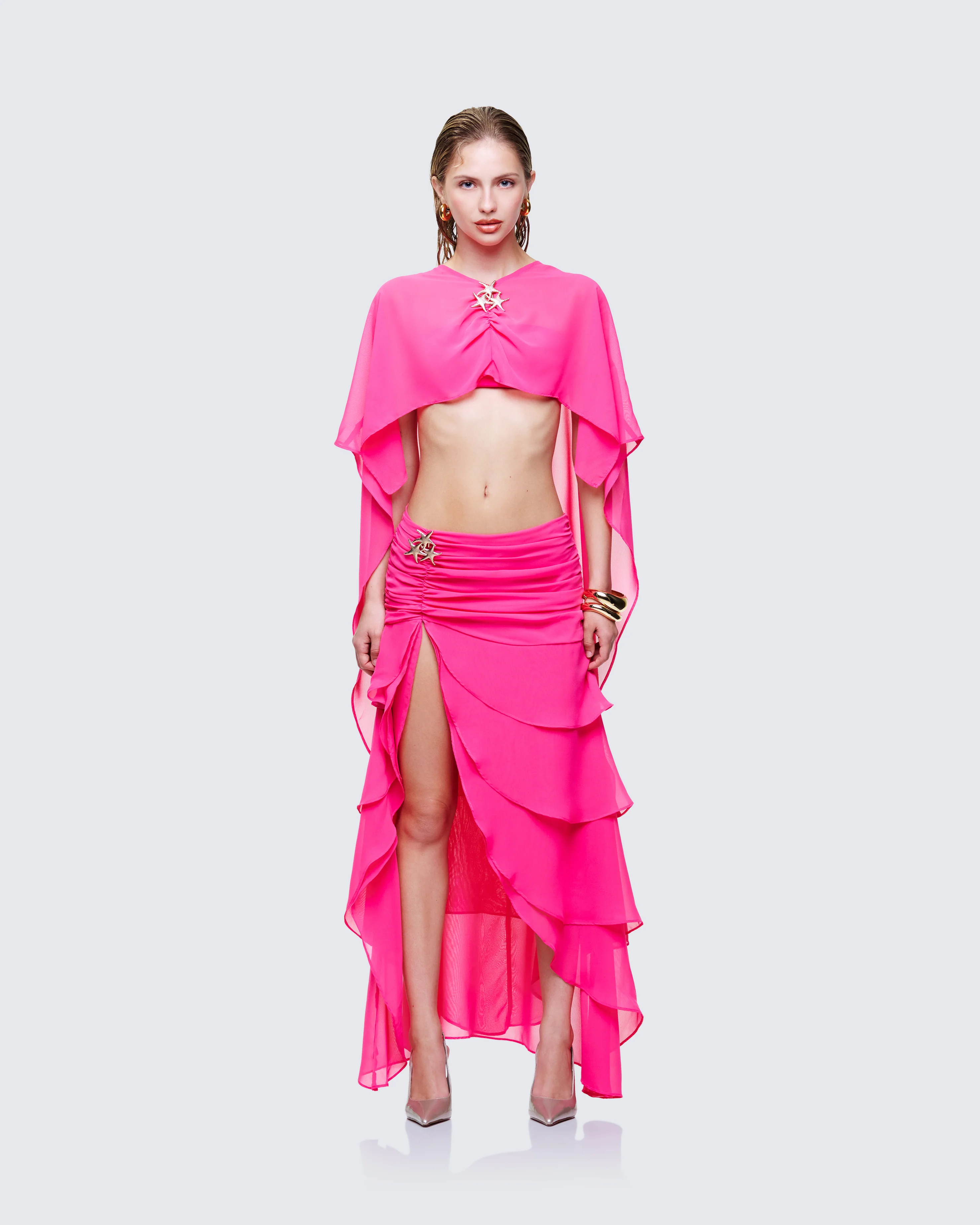 Audra Pink Bandeau and Chiffon Maxi Top - Image 2