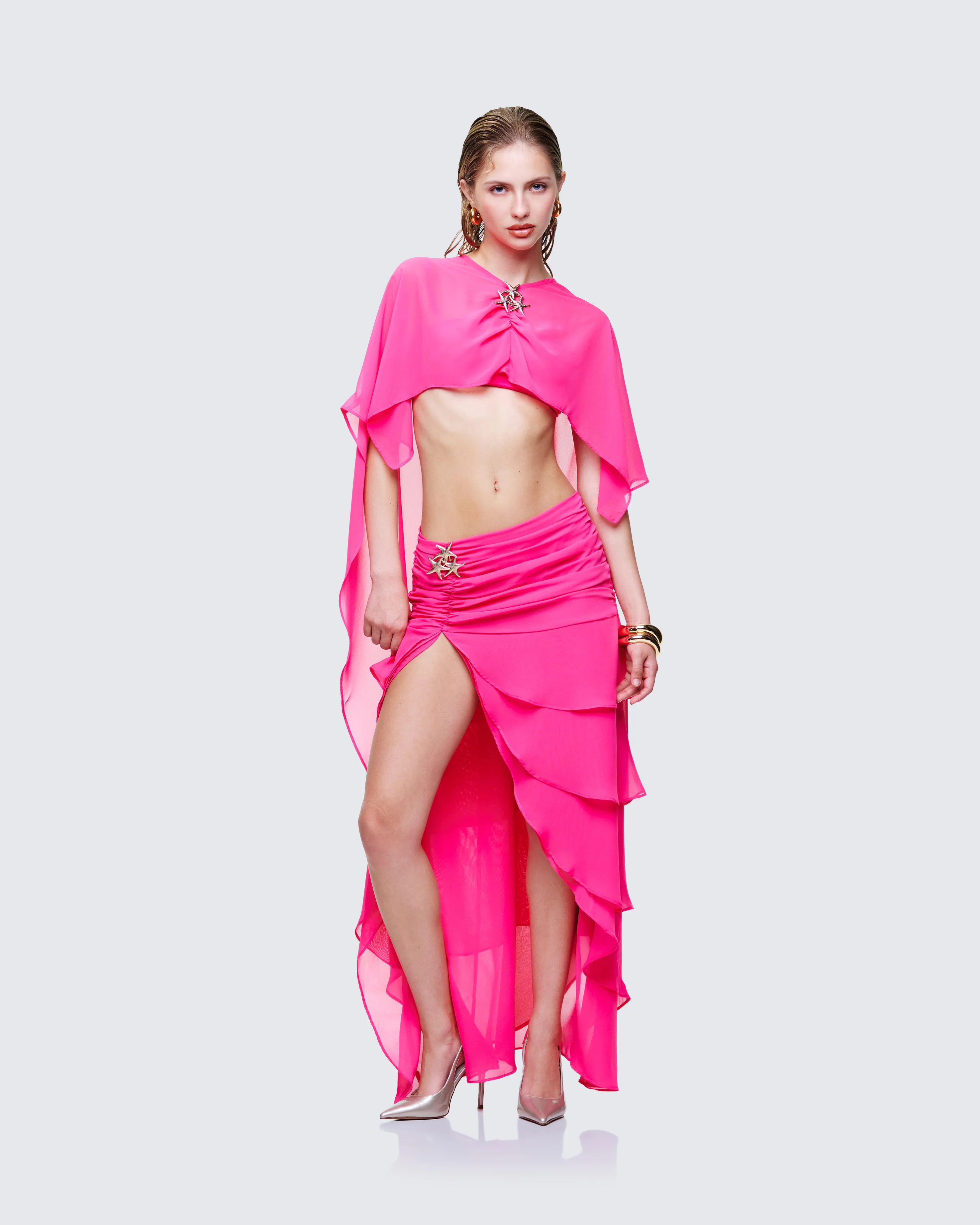 Audra Pink Bandeau and Chiffon Maxi Top - Image 3
