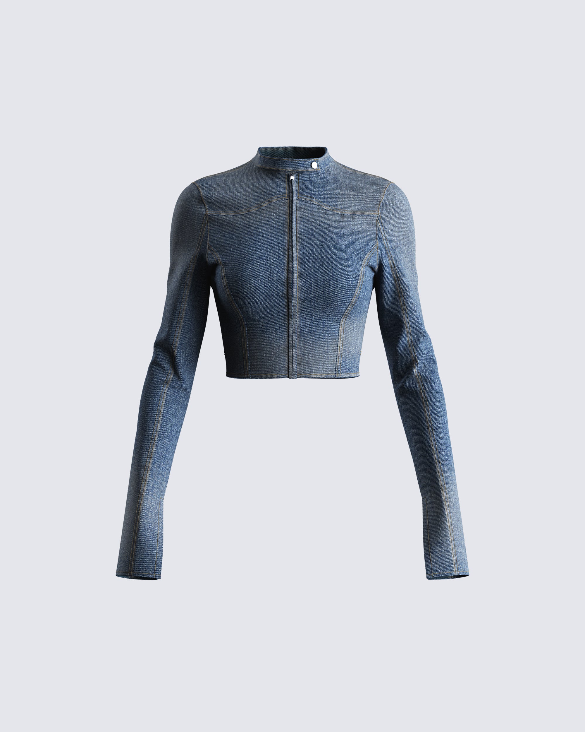 Audrey Blue Cropped Denim Jacket