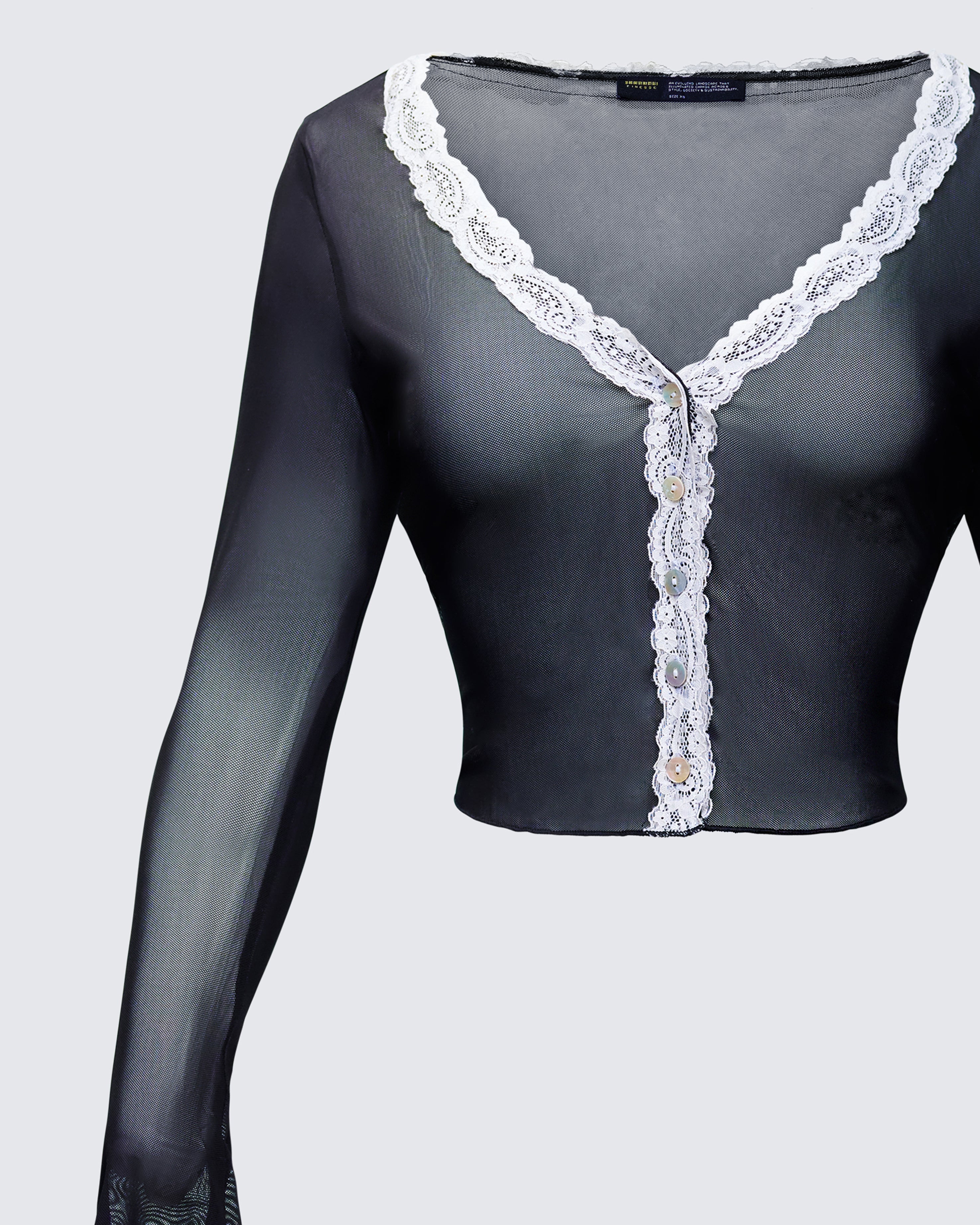 Aurelia Black Long Sleeve Mesh Top - Image 6