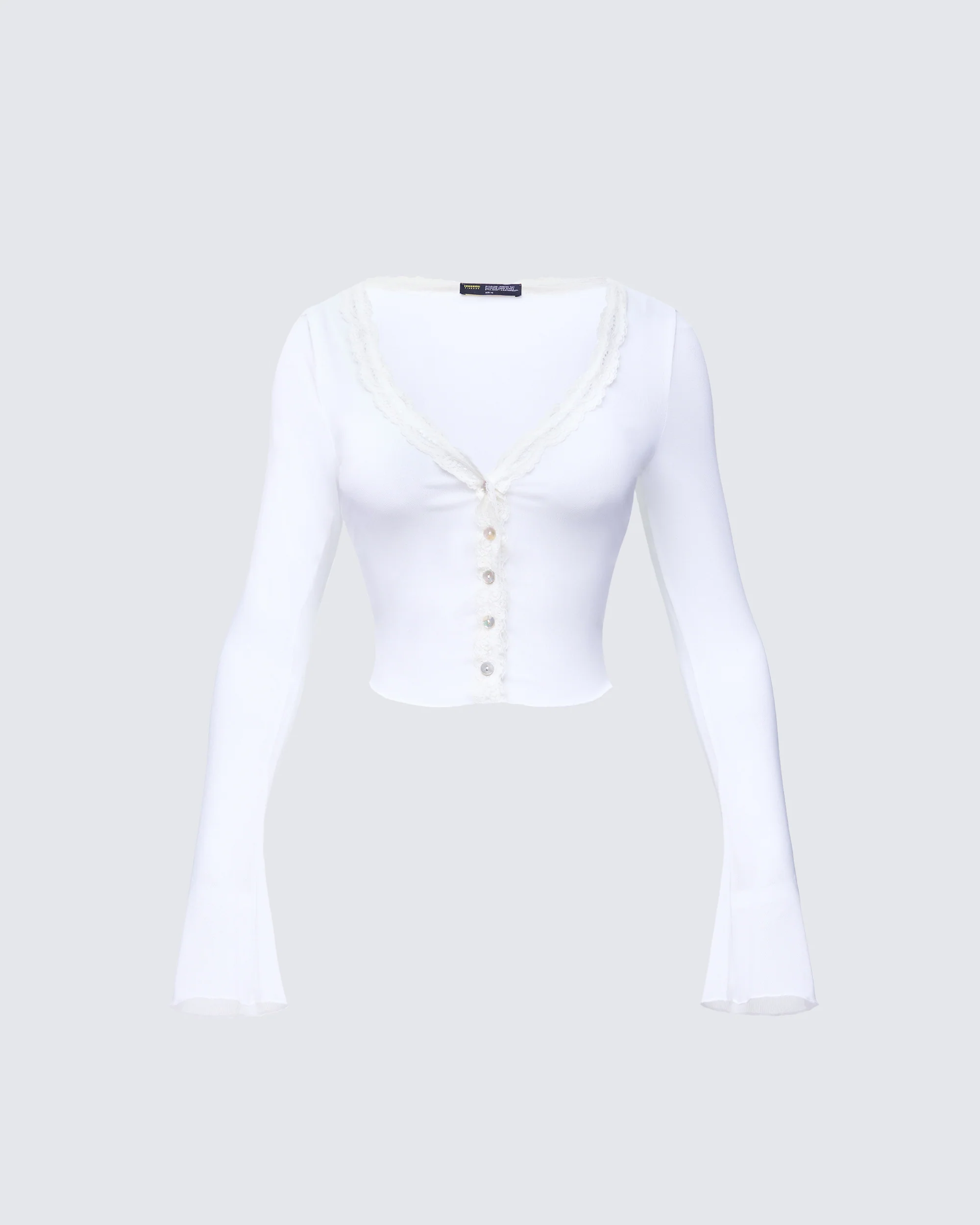 Aurelia White Long Sleeve Mesh Top