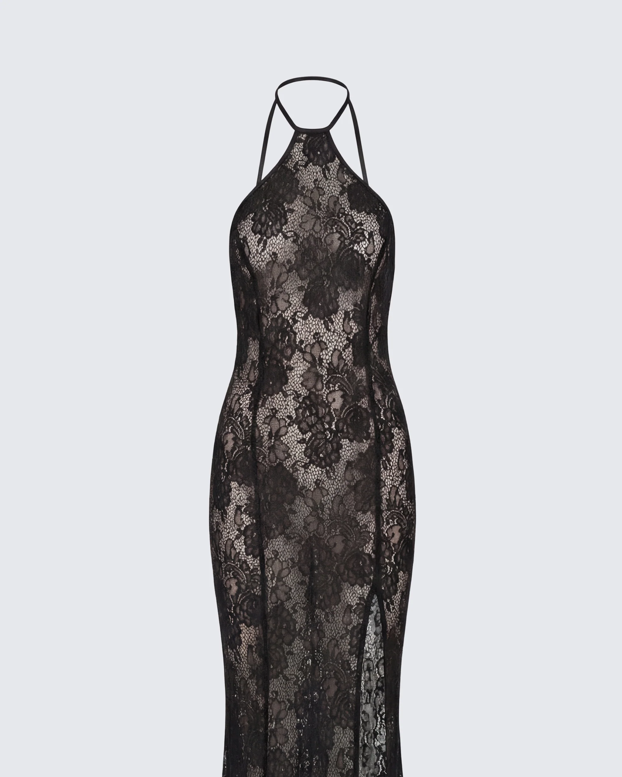 Babette Black Lace Sheer Maxi Dress - Image 6