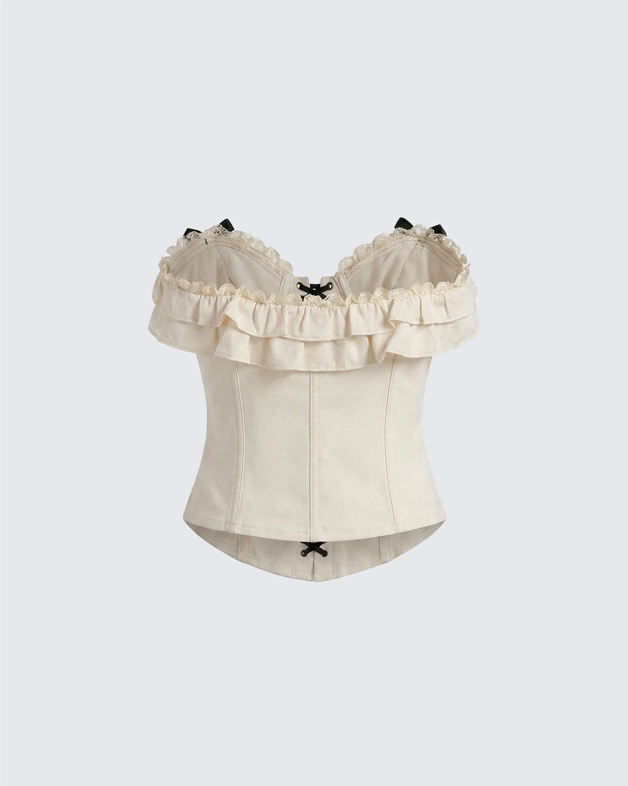 Becca Cream Lace-up Corset Top - Image 2