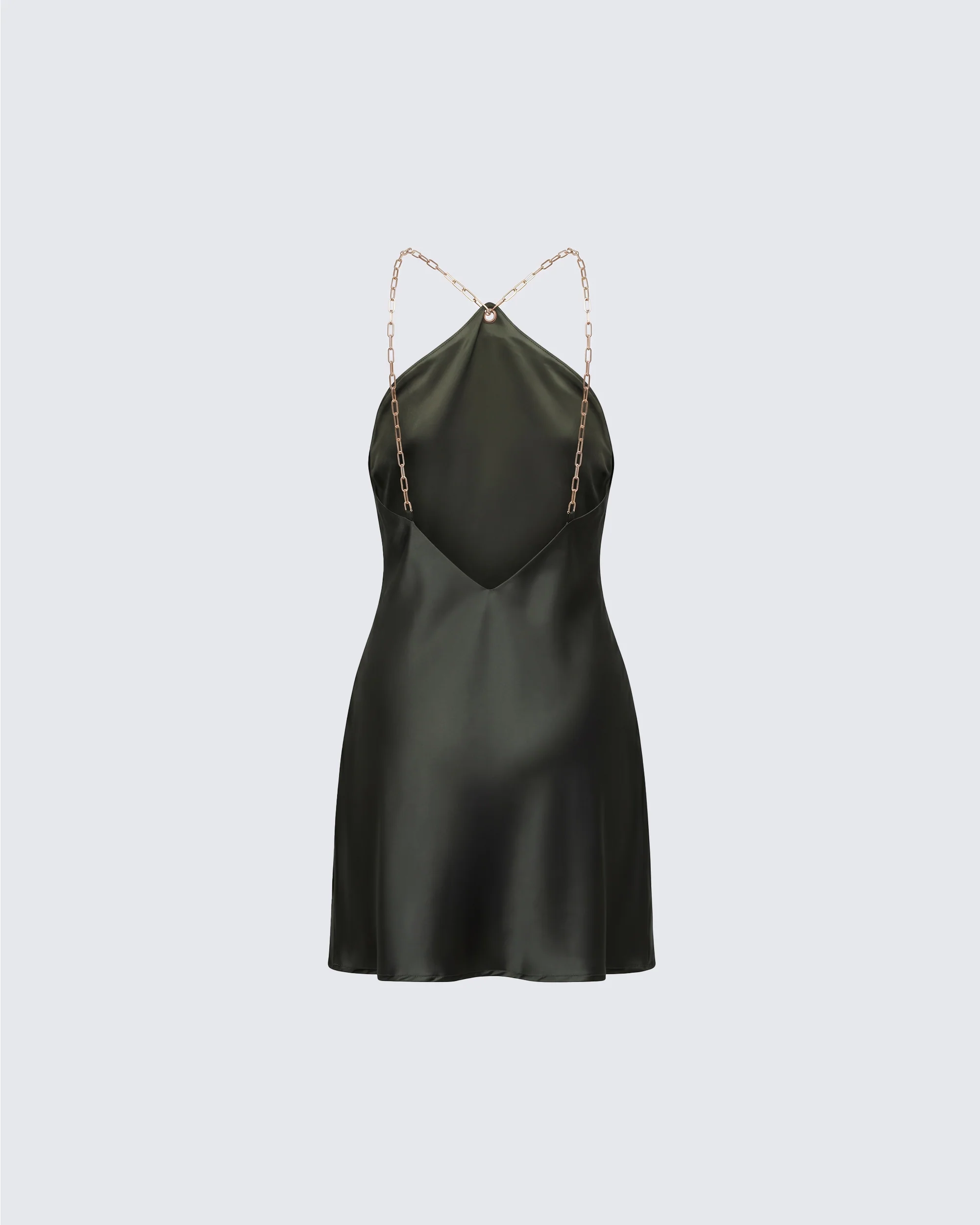 Bindi Olive Green Satin Mini Dress - Image 2