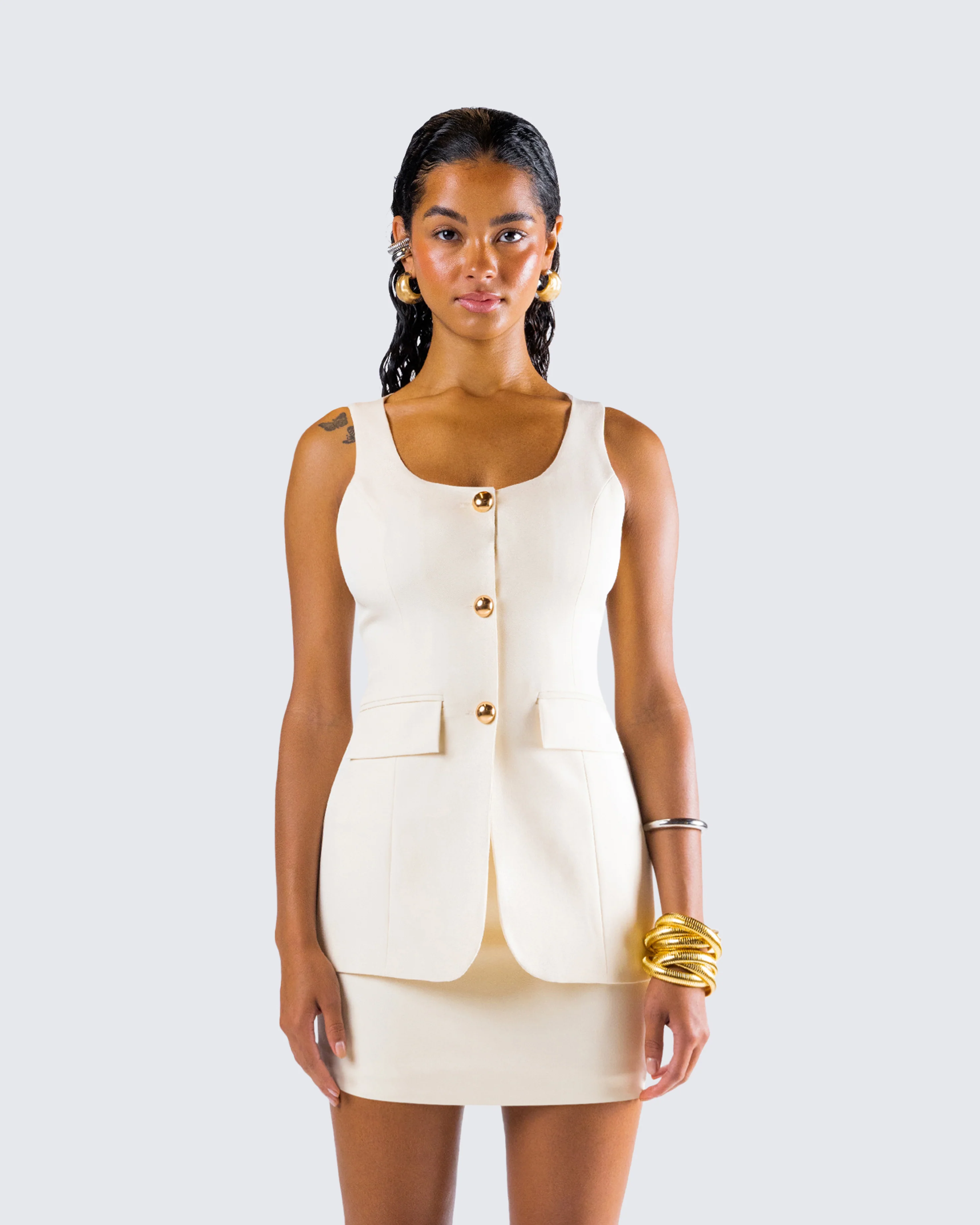 Branca Ivory Scoop Neck Vest - Image 4