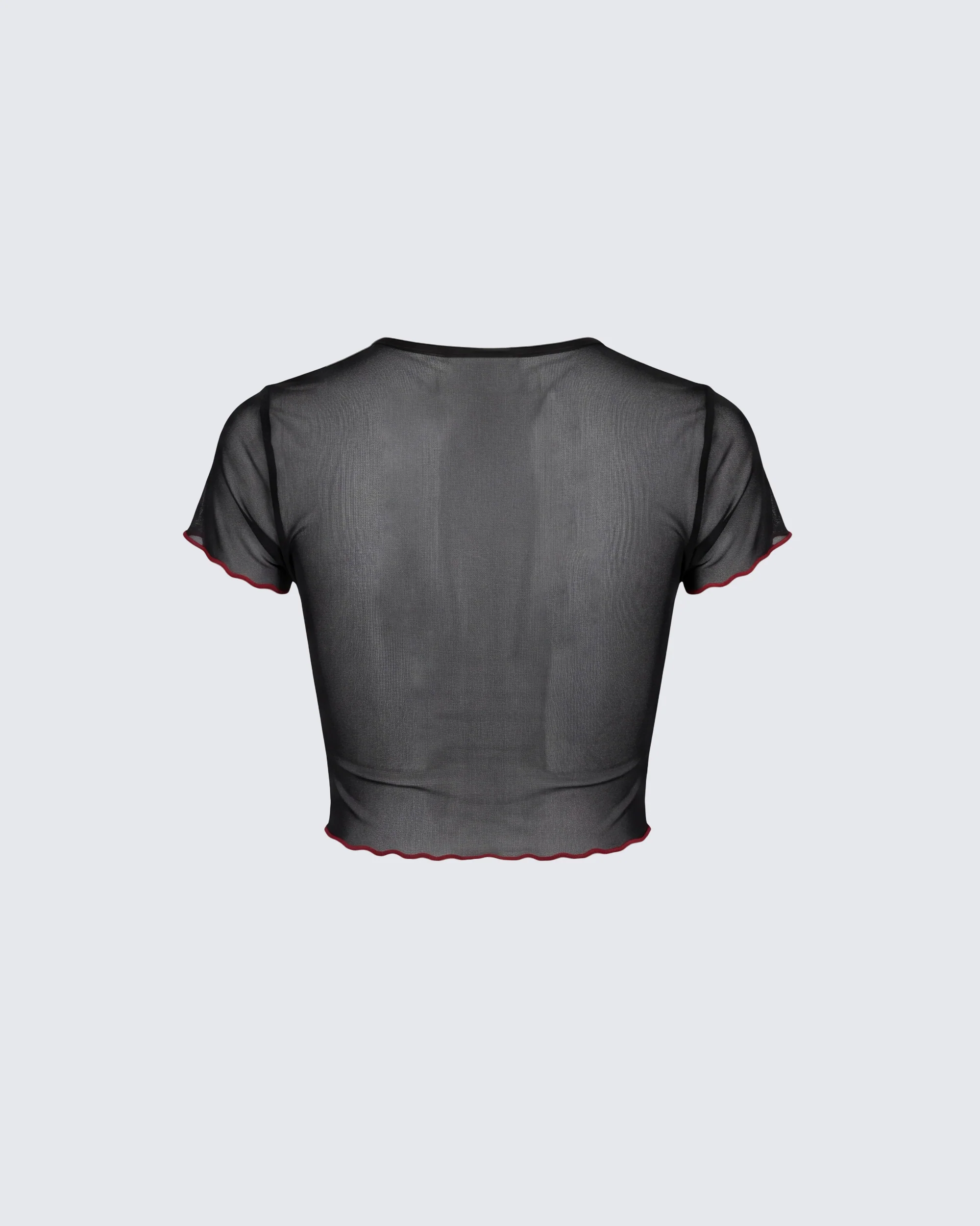 Cami Black Mesh Graphic Crop Top - Image 2