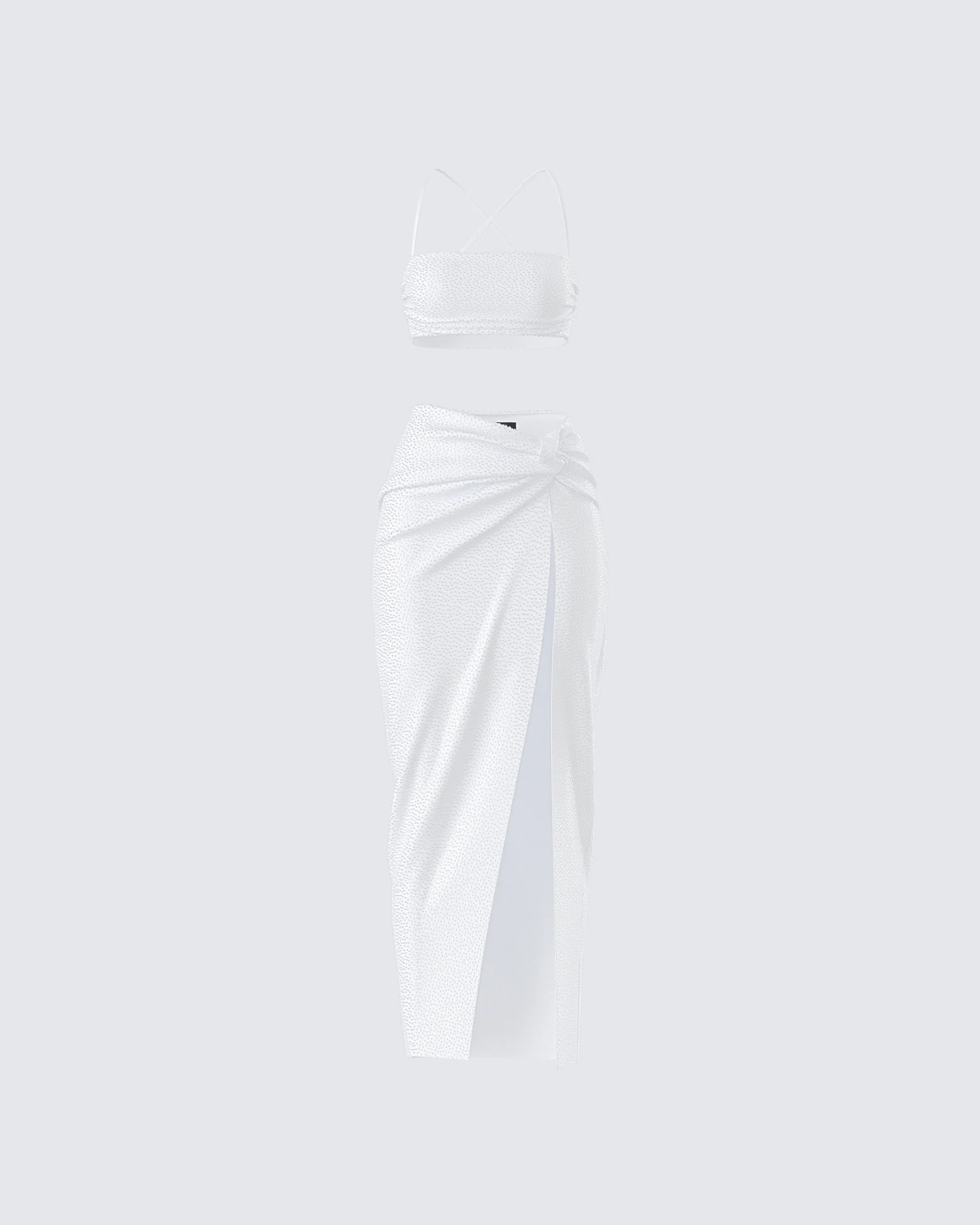Carly White Beaded Maxi Set