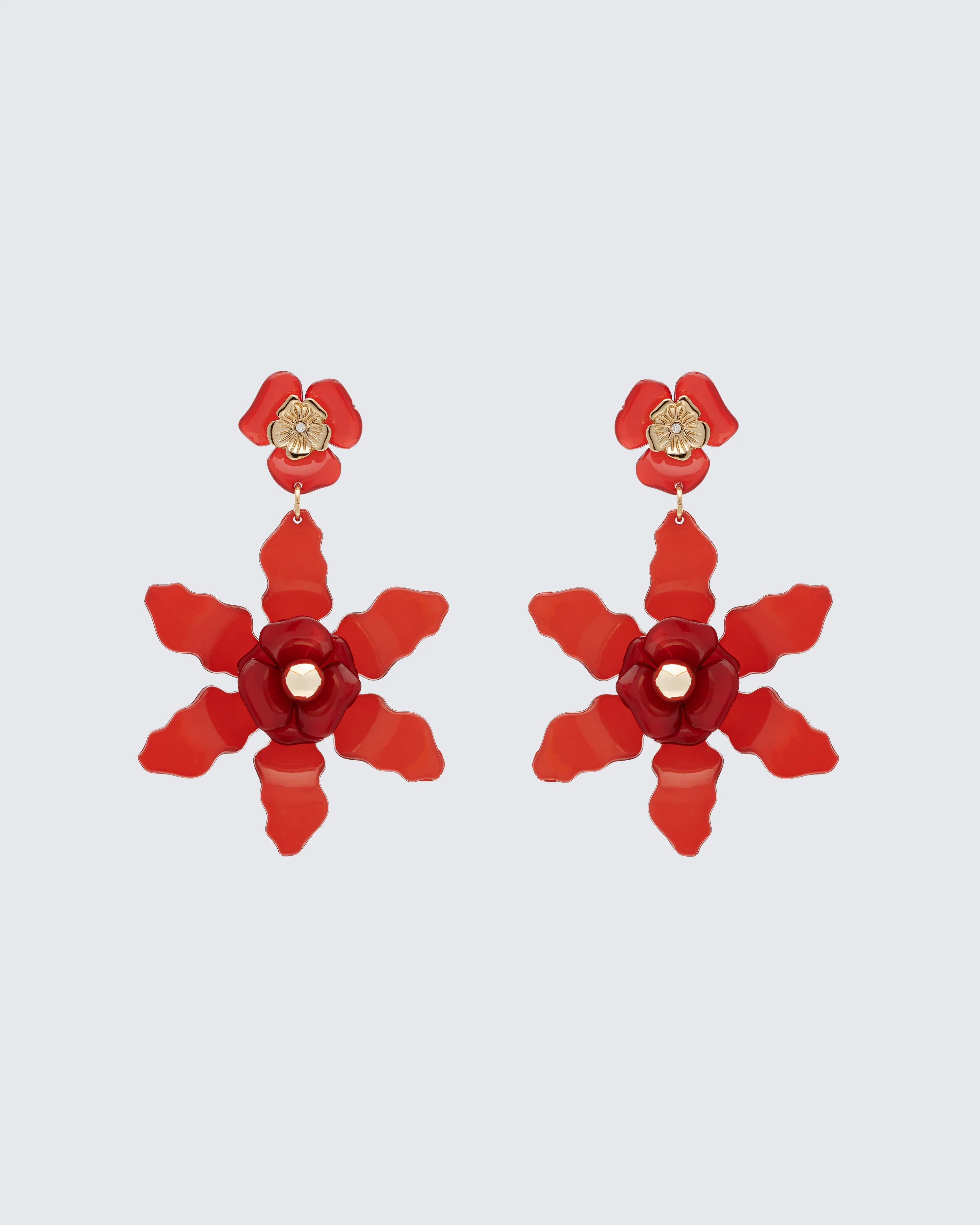 Charity Red Flower Dangle Earrings