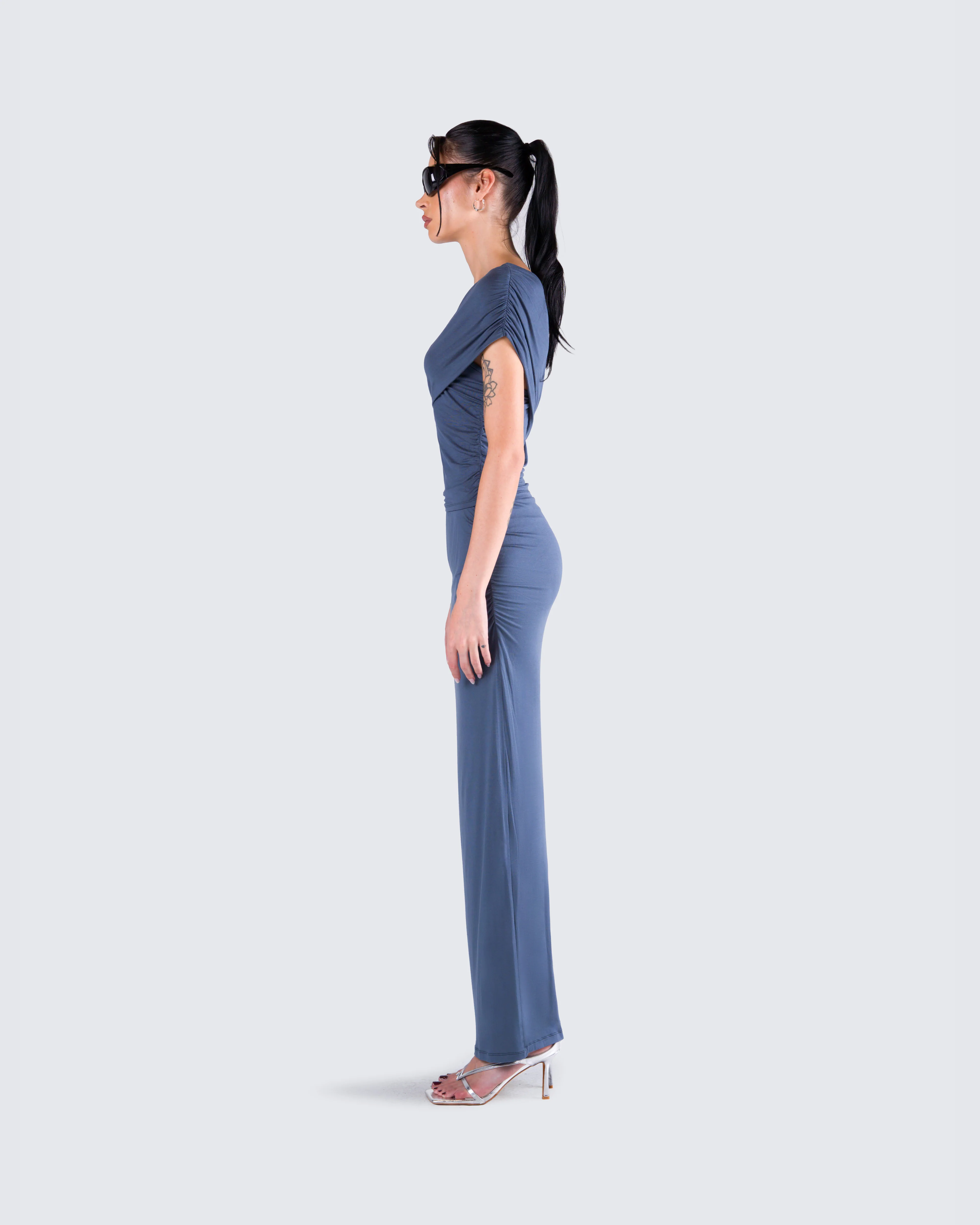 Charlize Navy Maxi Skirt - Image 6