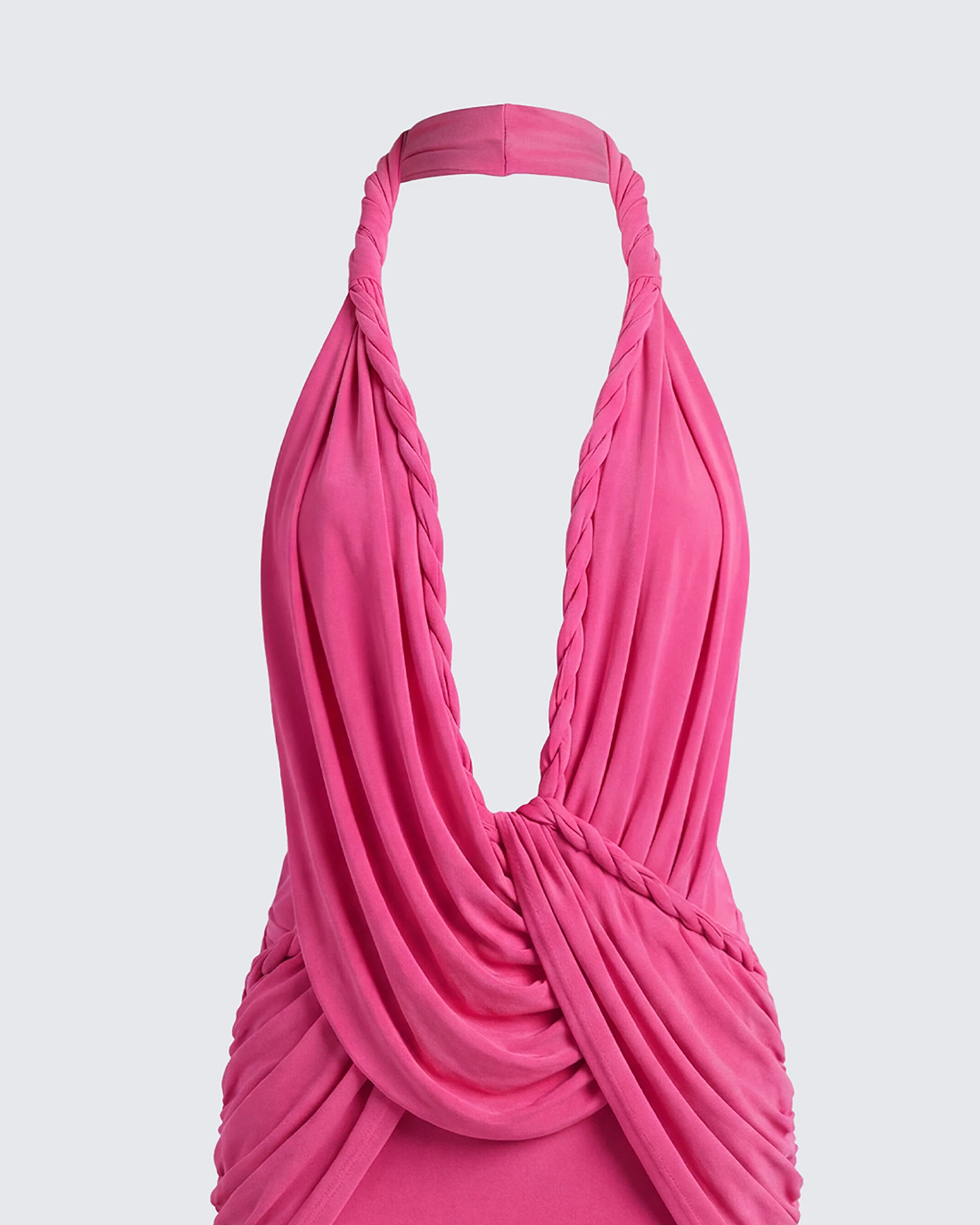 Clair Pink Plunge Drape Mini Dress - Image 6