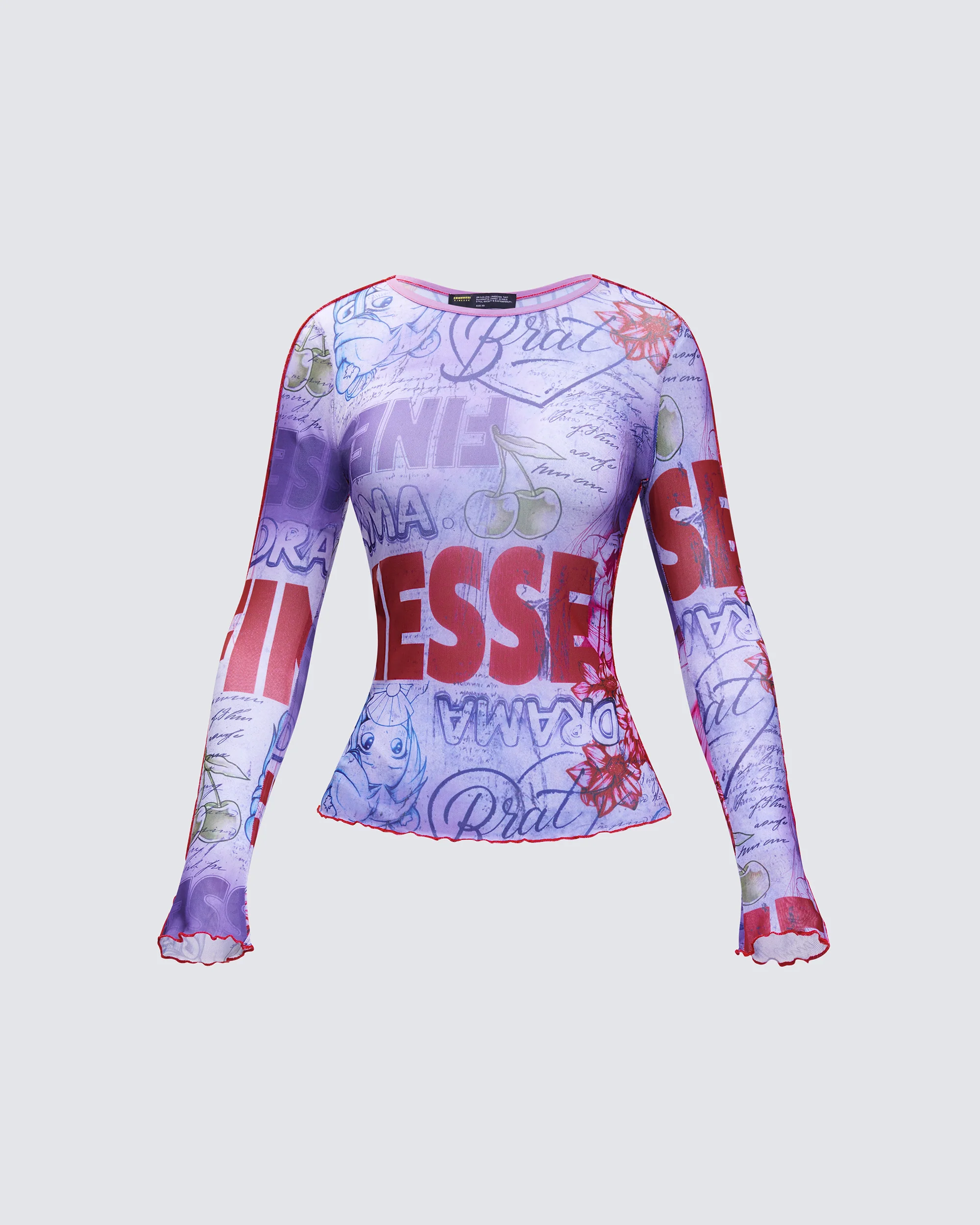 Cleodora Purple Printed Mesh Top