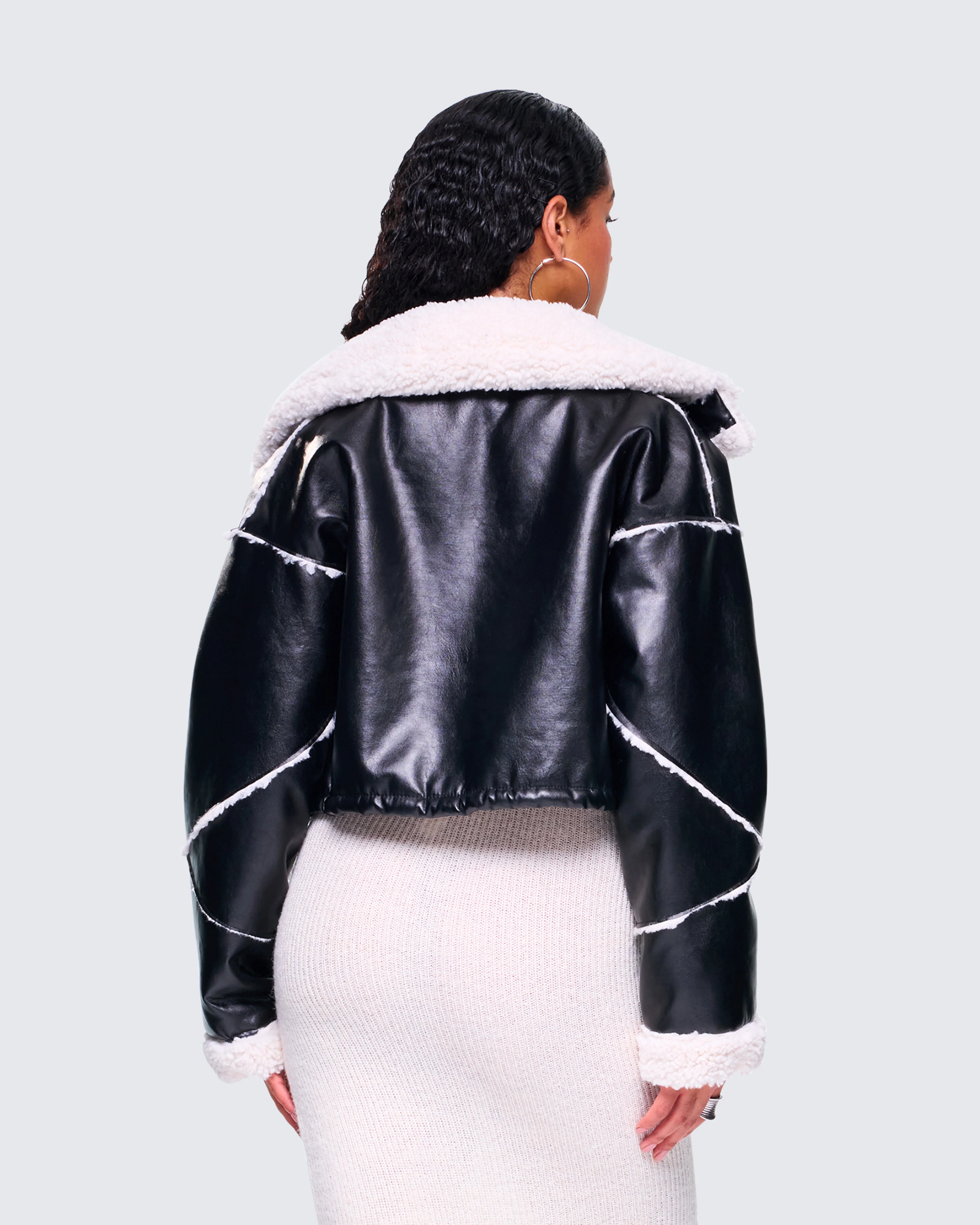 Coralie Black Sherpa Bonded Jacket - Image 7