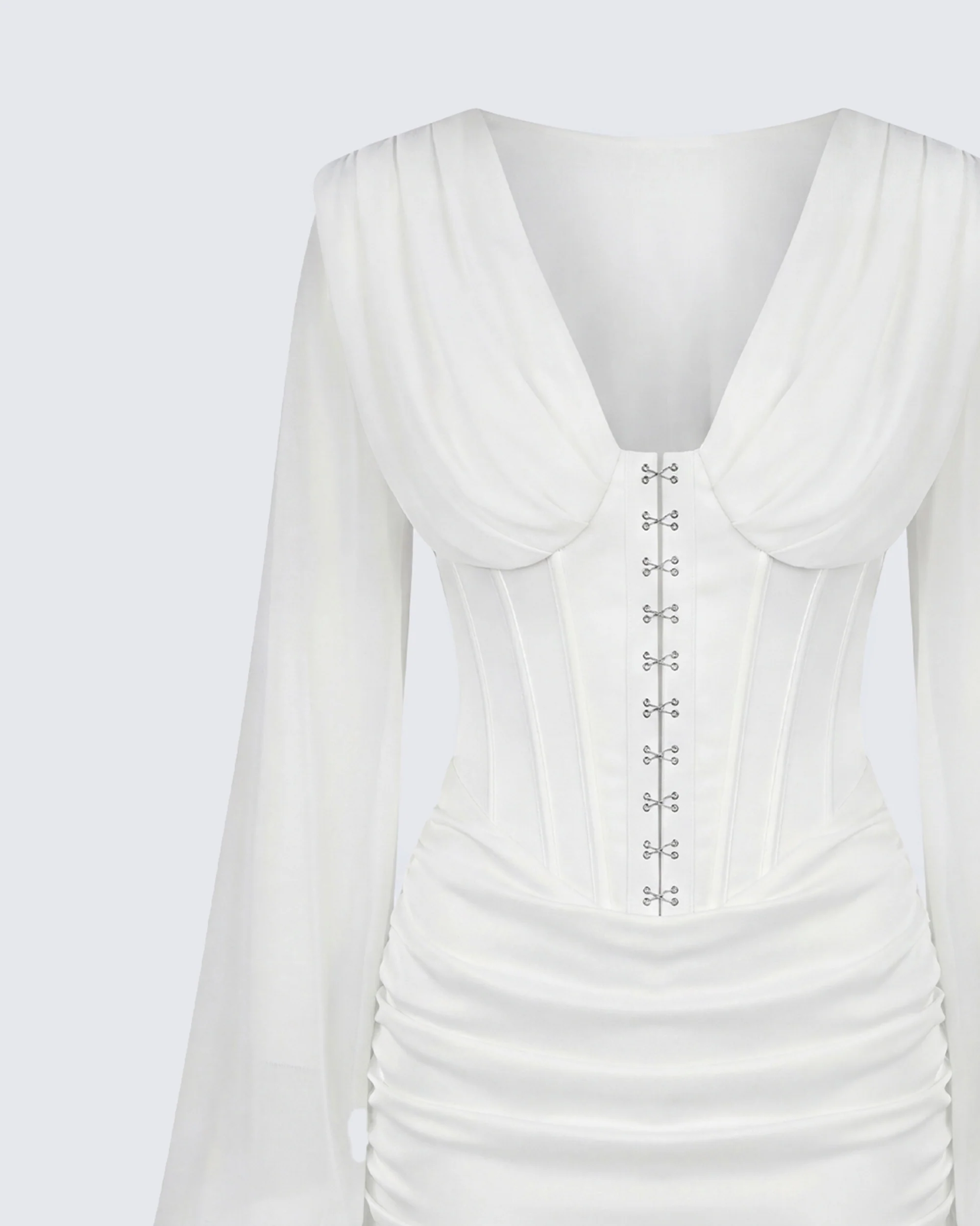 Dalia Ivory Satin Corset Mini Dress - Image 6