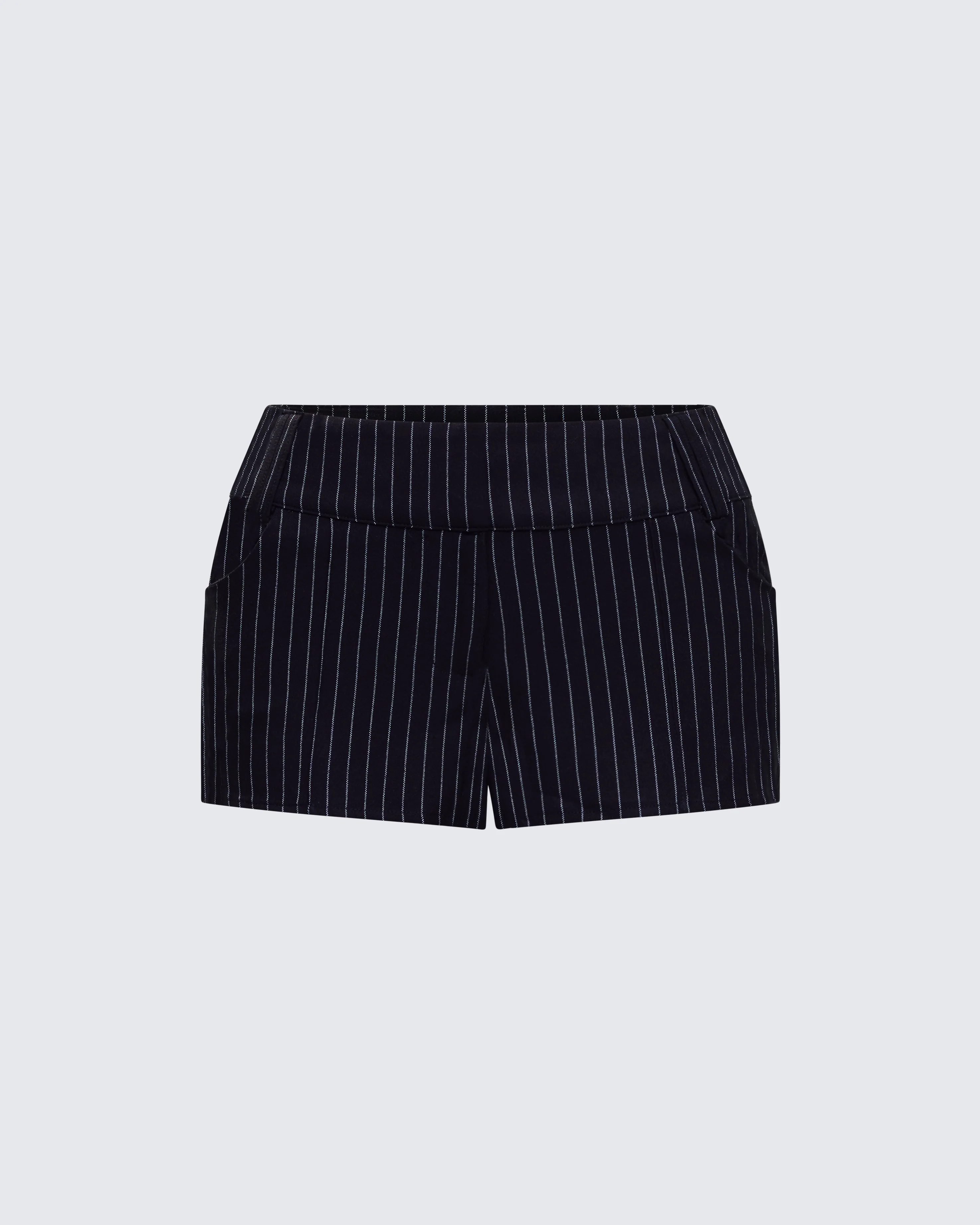 Damla Black Pinstriped Shorts