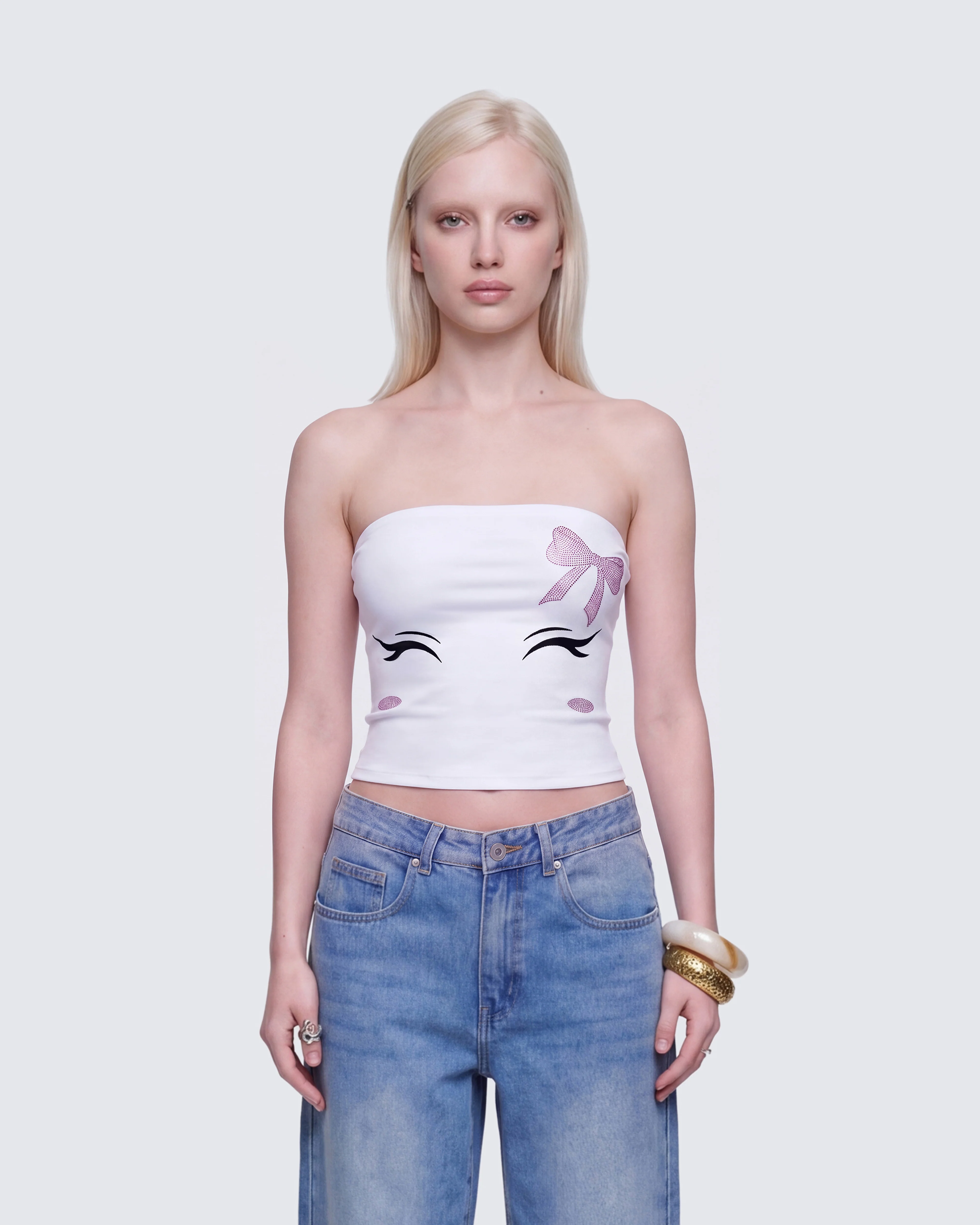 Dane White Graphic Tube Top - Image 3