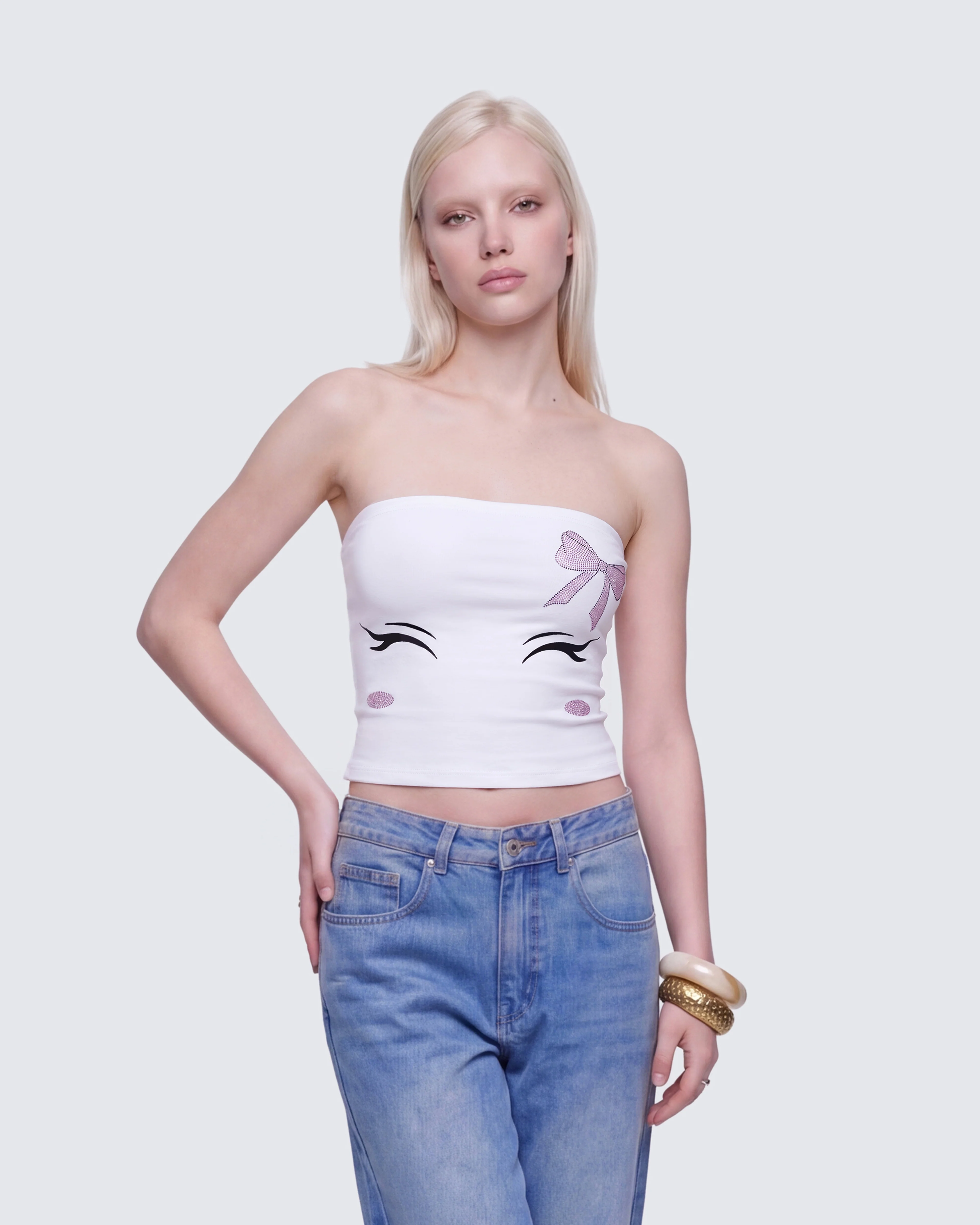 Dane White Graphic Tube Top - Image 4