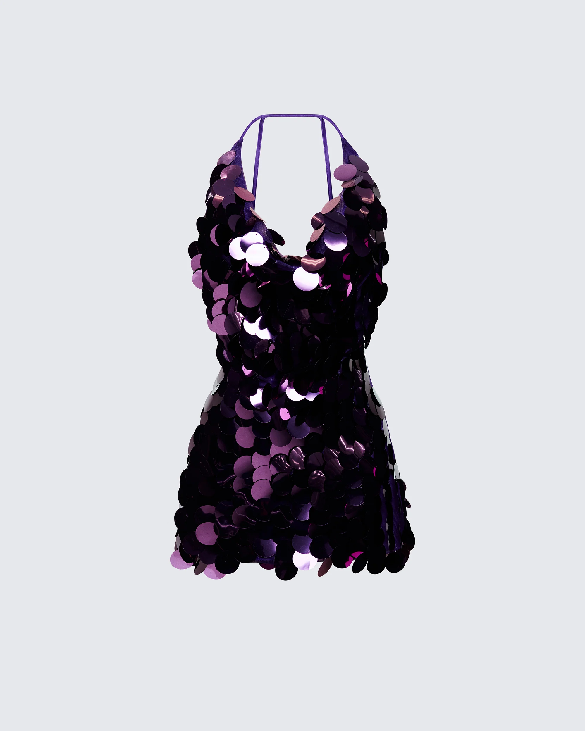 Deanah Purple Disc Sequin Mini Dress