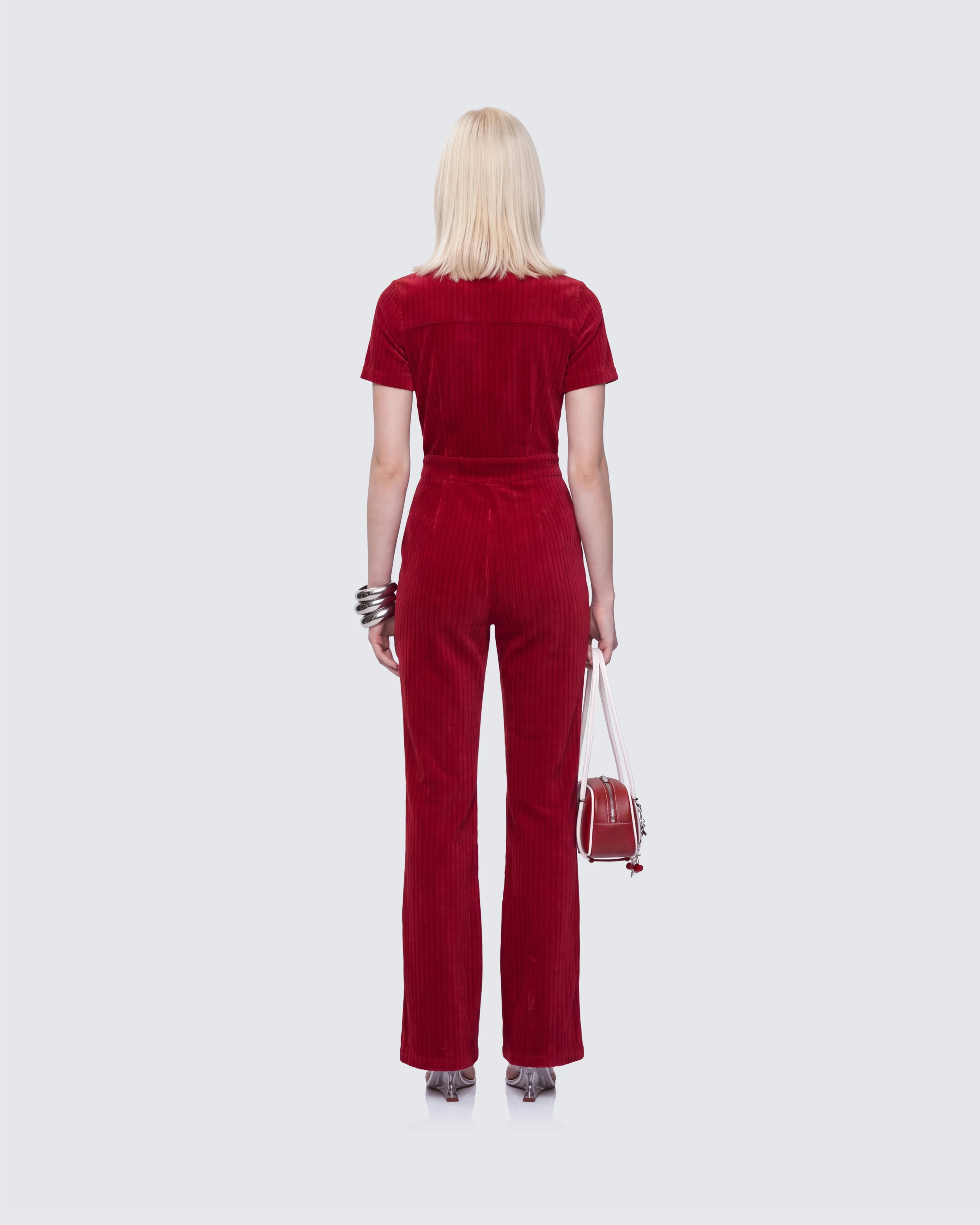 Della Red Corduroy Jumpsuit - Image 6