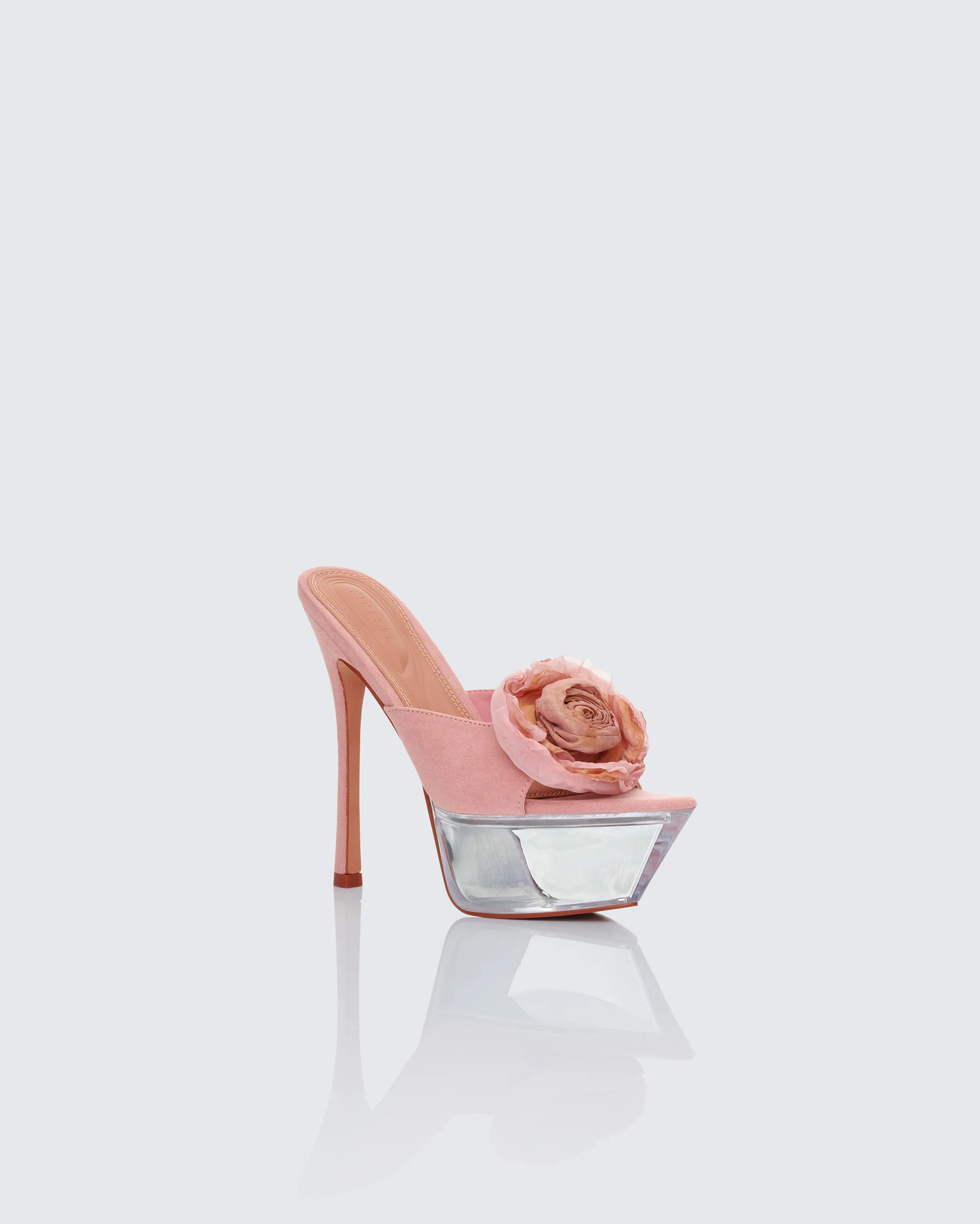 Disha Pink Corsage Pointed Platform Mules - Image 2