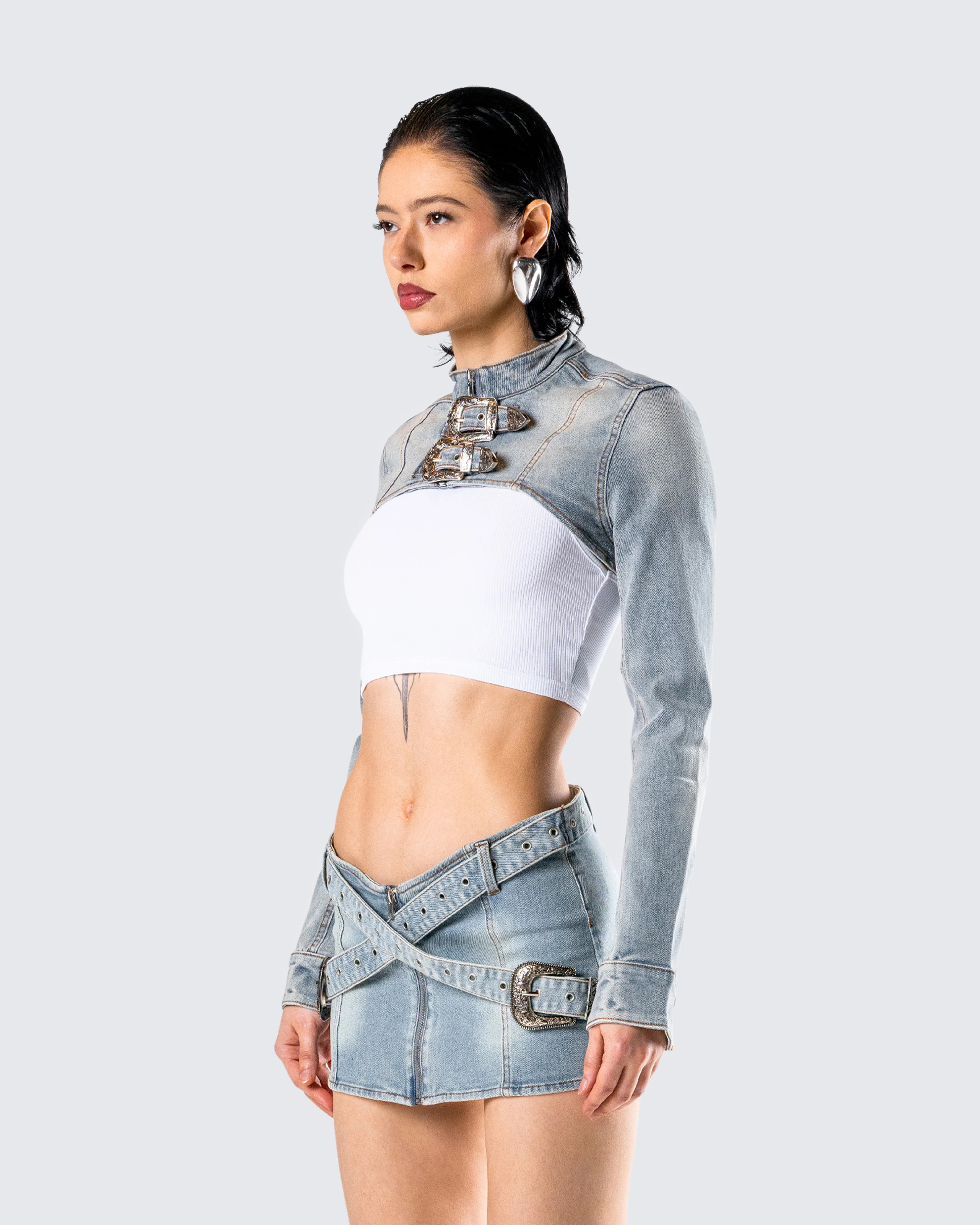 Eirene Cropped Denim Jacket - Image 5