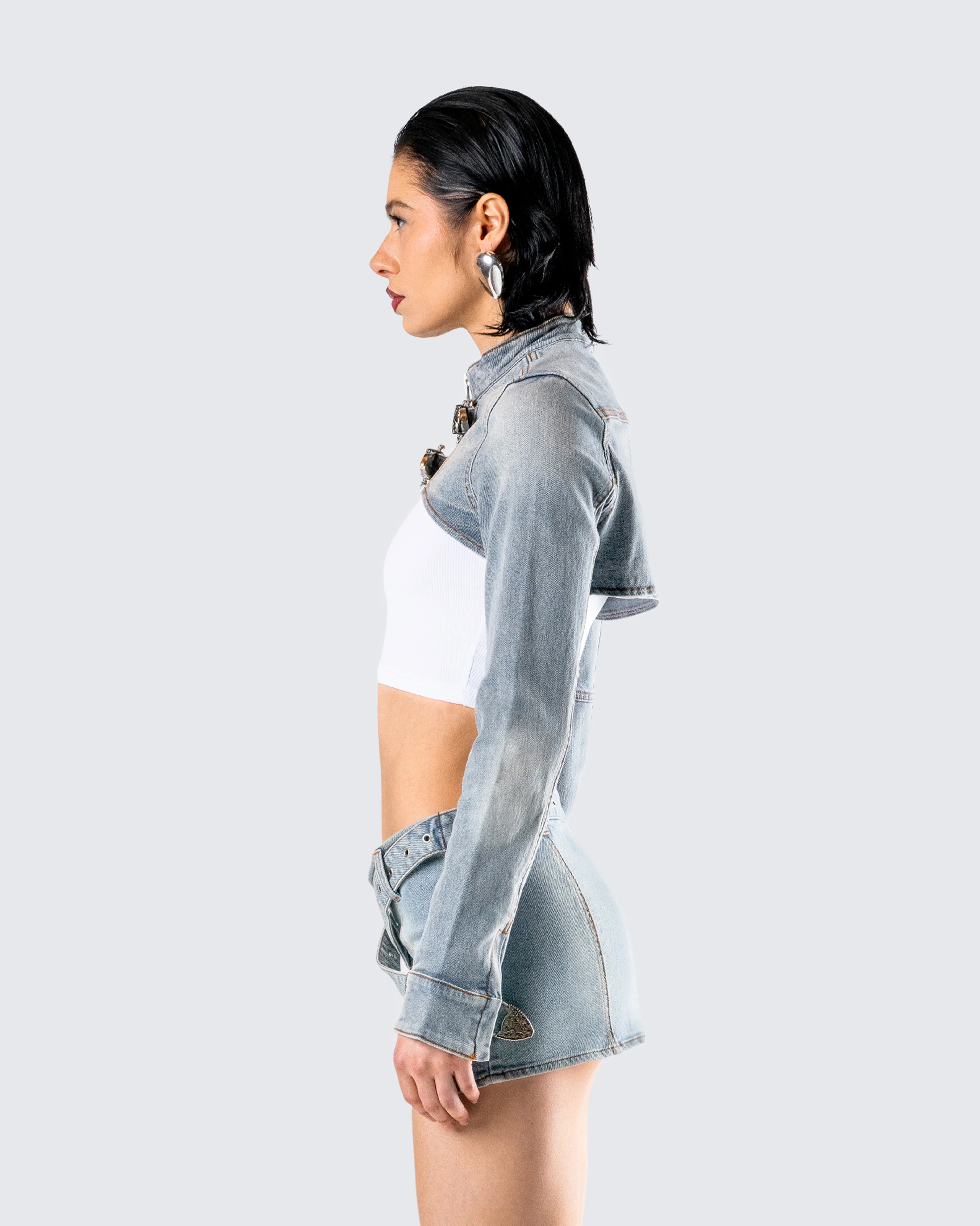 Eirene Cropped Denim Jacket - Image 6