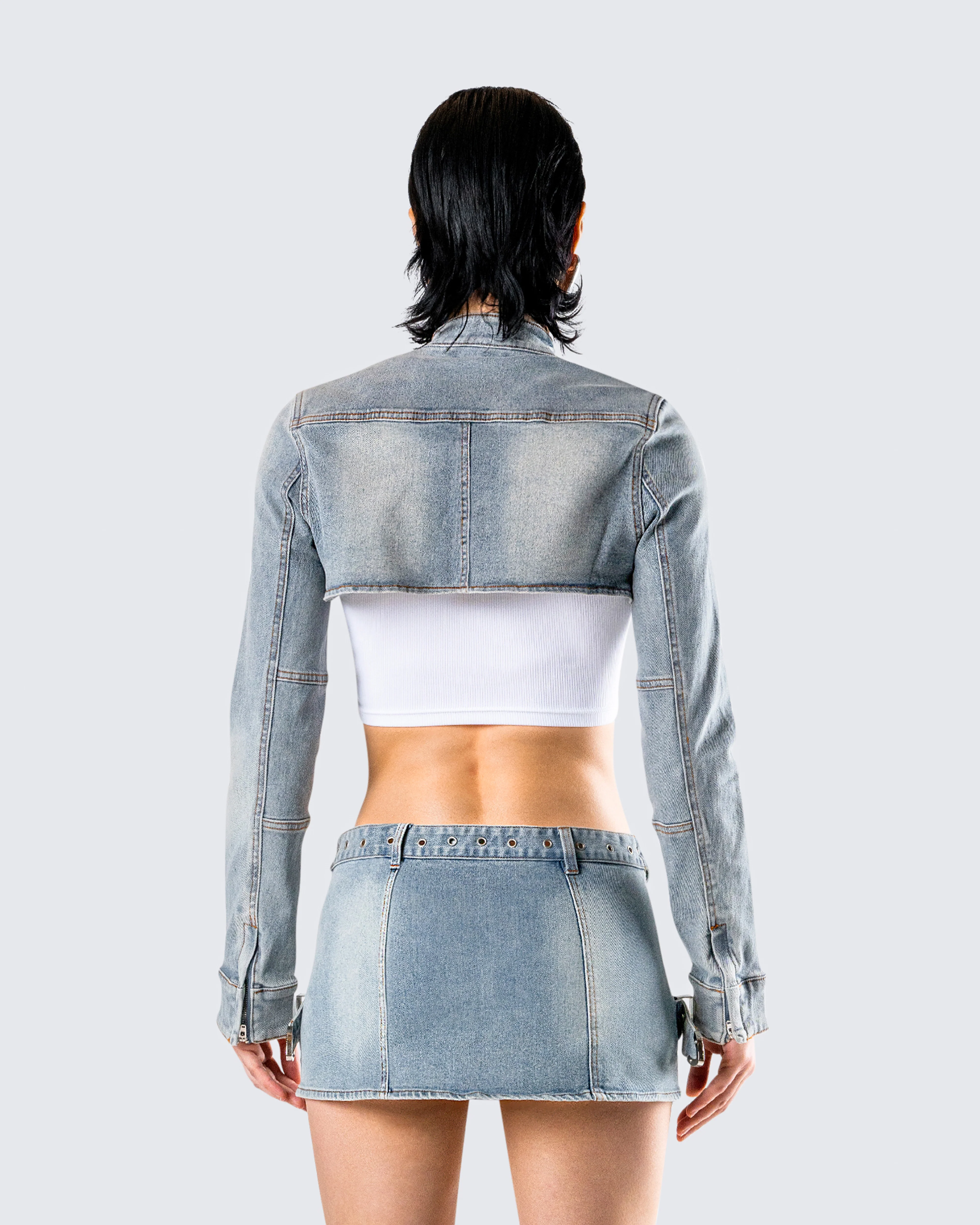 Eirene Cropped Denim Jacket - Image 7