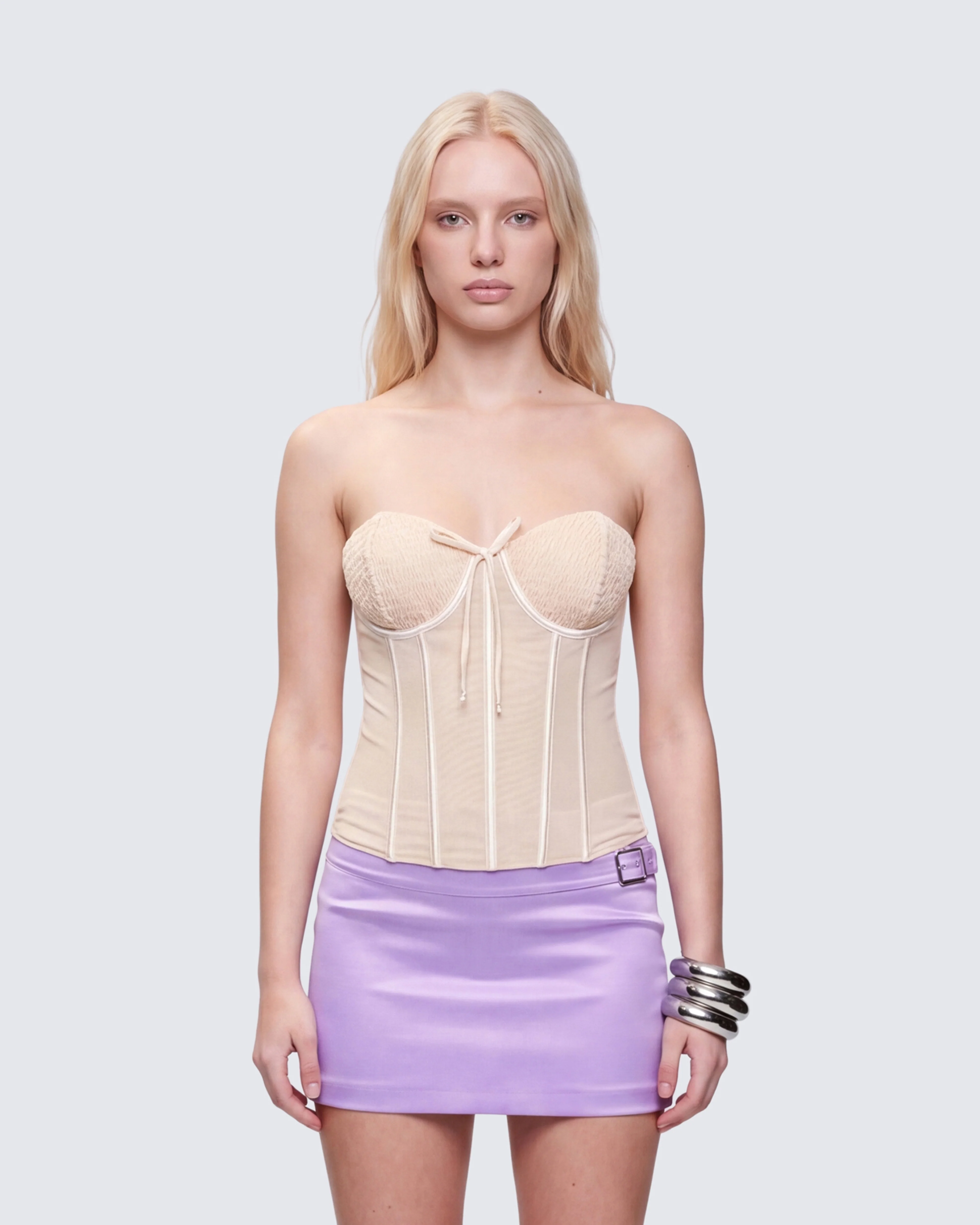 Eleanora Nude Mesh Corset Top - Image 3