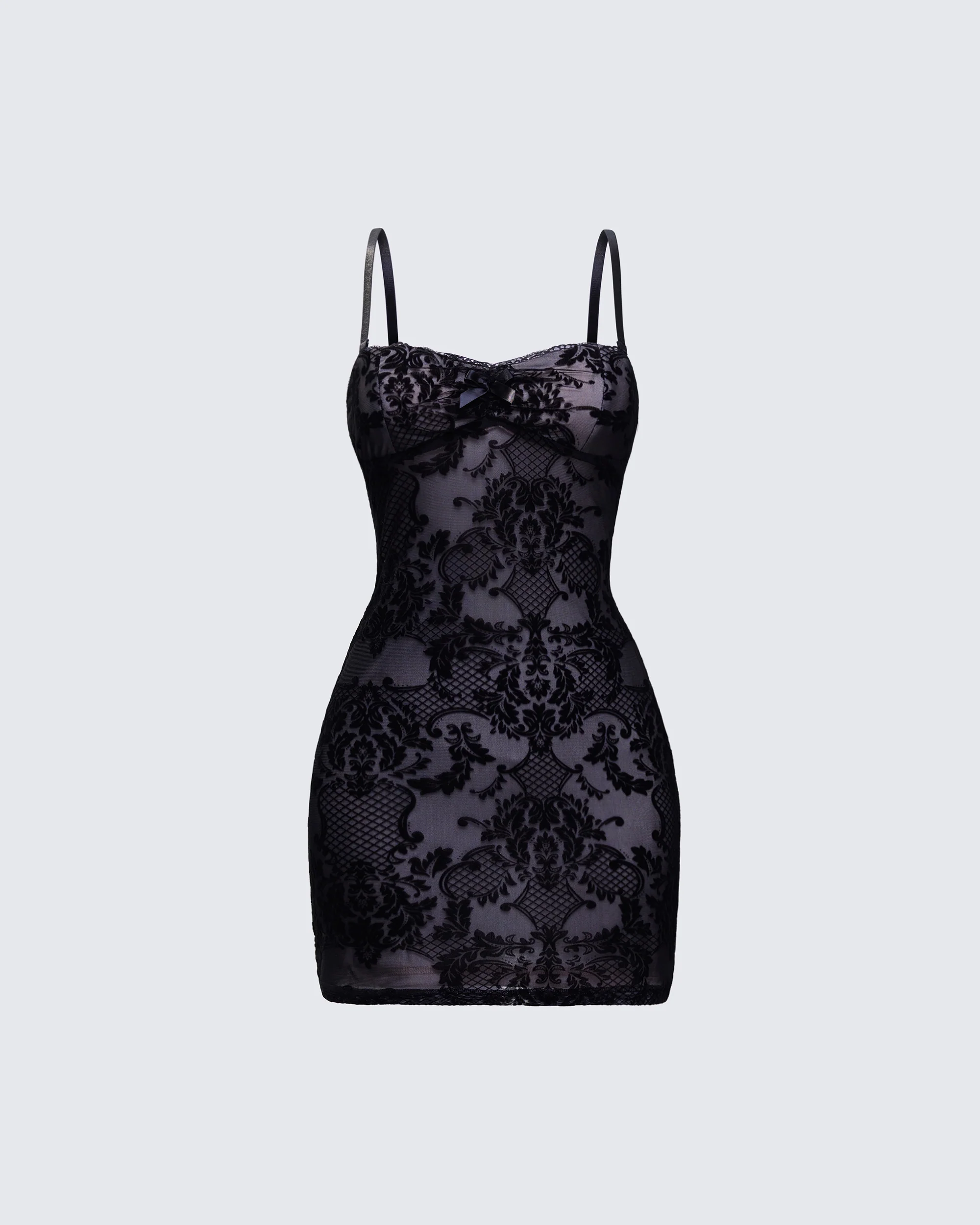 Elixane Black Flocked Mesh Strapless Dress