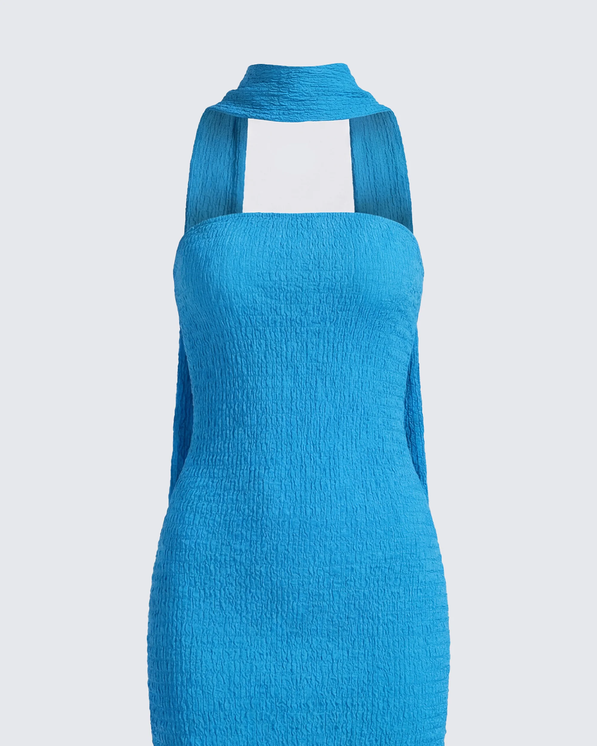 Etta Blue Textured Bandeau Mini Dress - Image 6