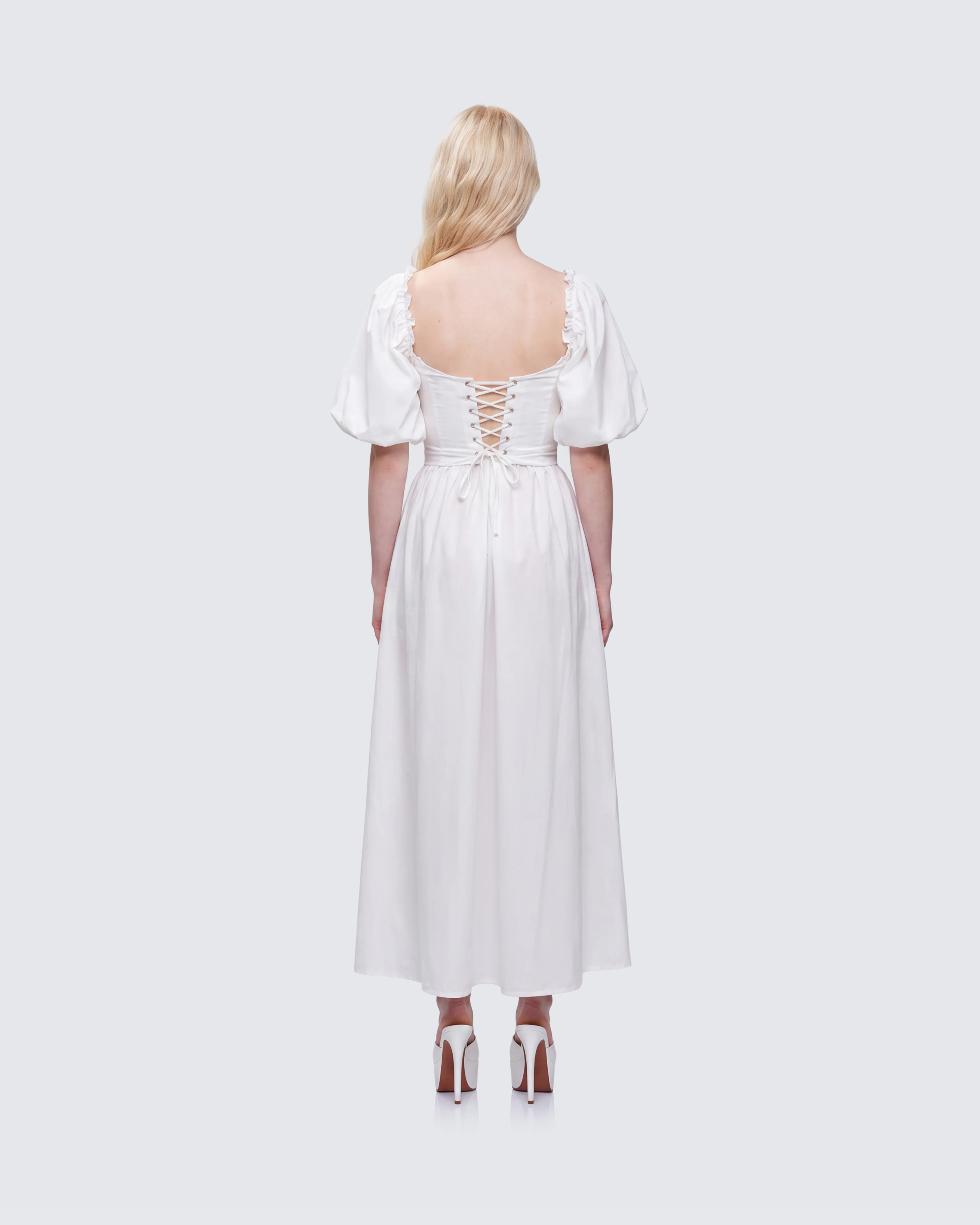 Fioni Ivory Lace Up Cotton Dress - Image 6