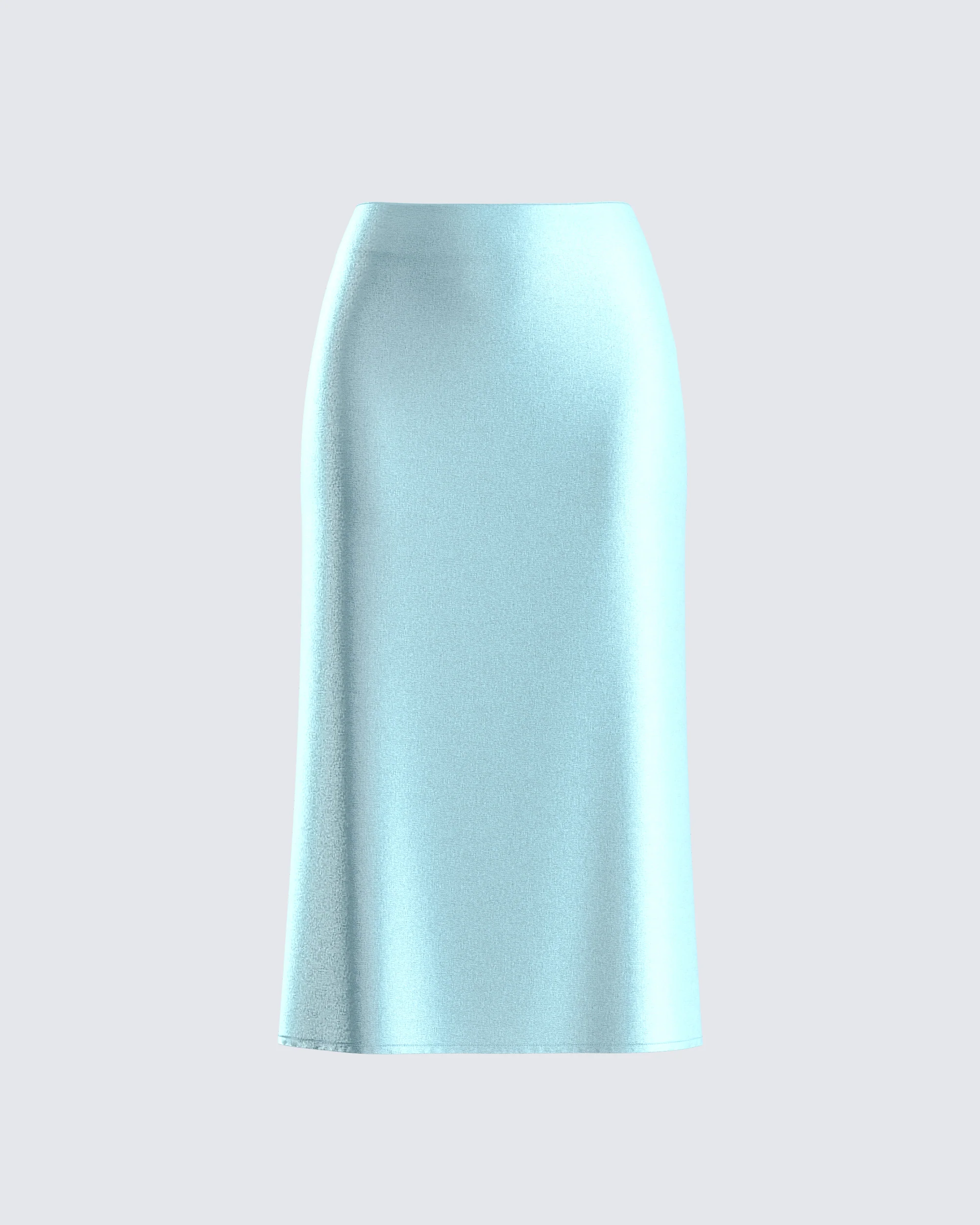 Florie Aqua Satin Midi Skirt