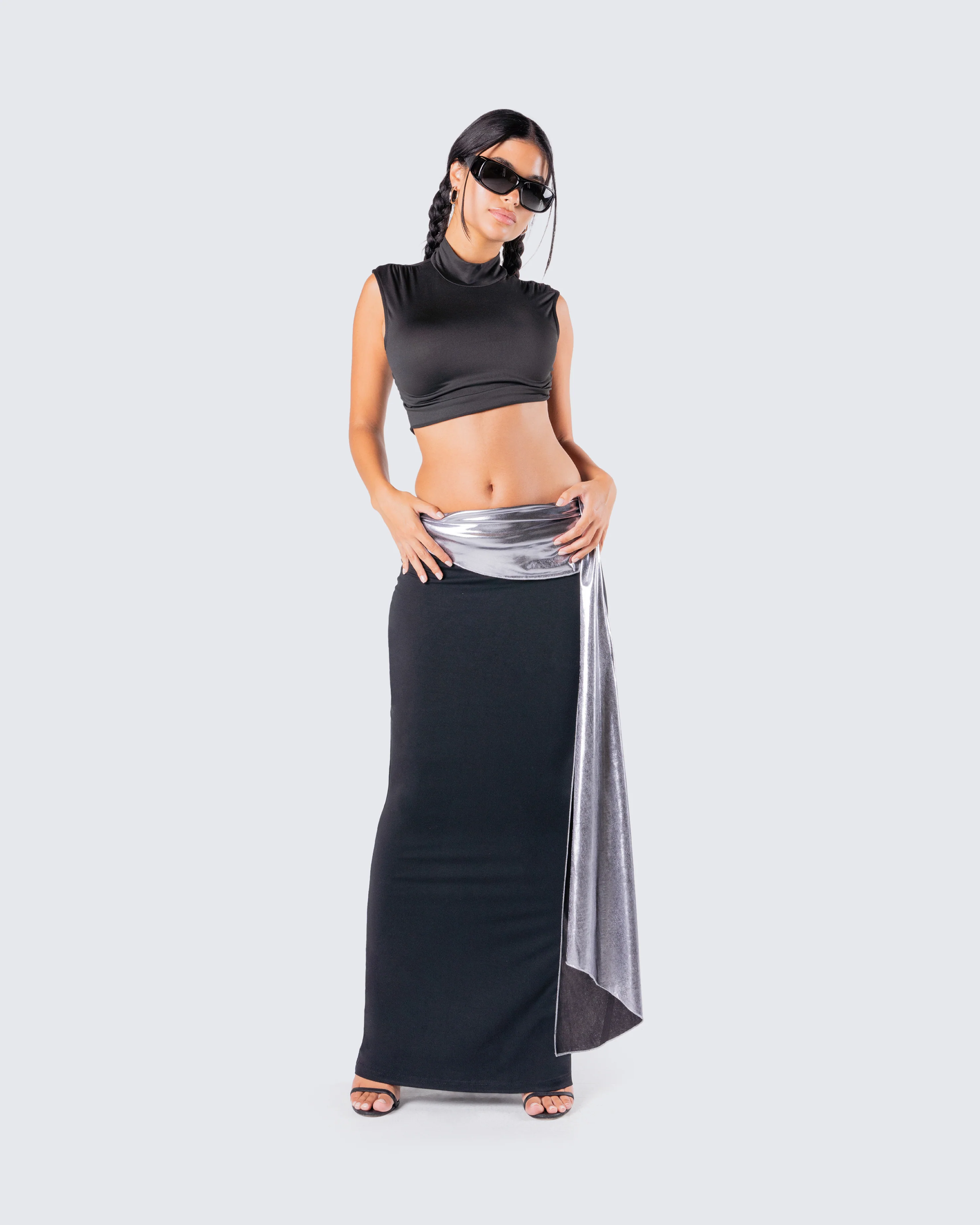 Freya Black Turtleneck Crop Top - Image 9