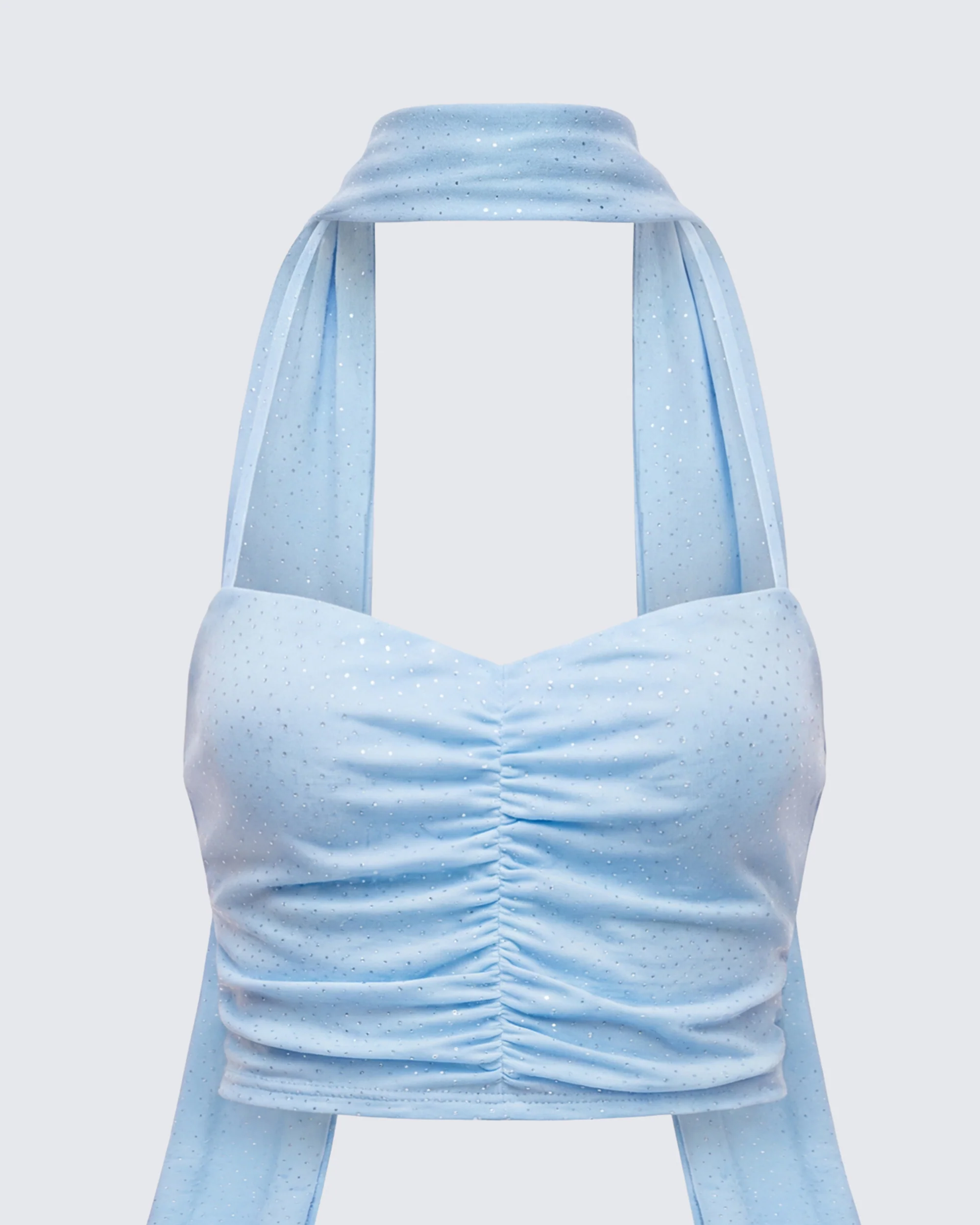 Gal Blue Sparkle Jersey Ruched Front Top - Image 6