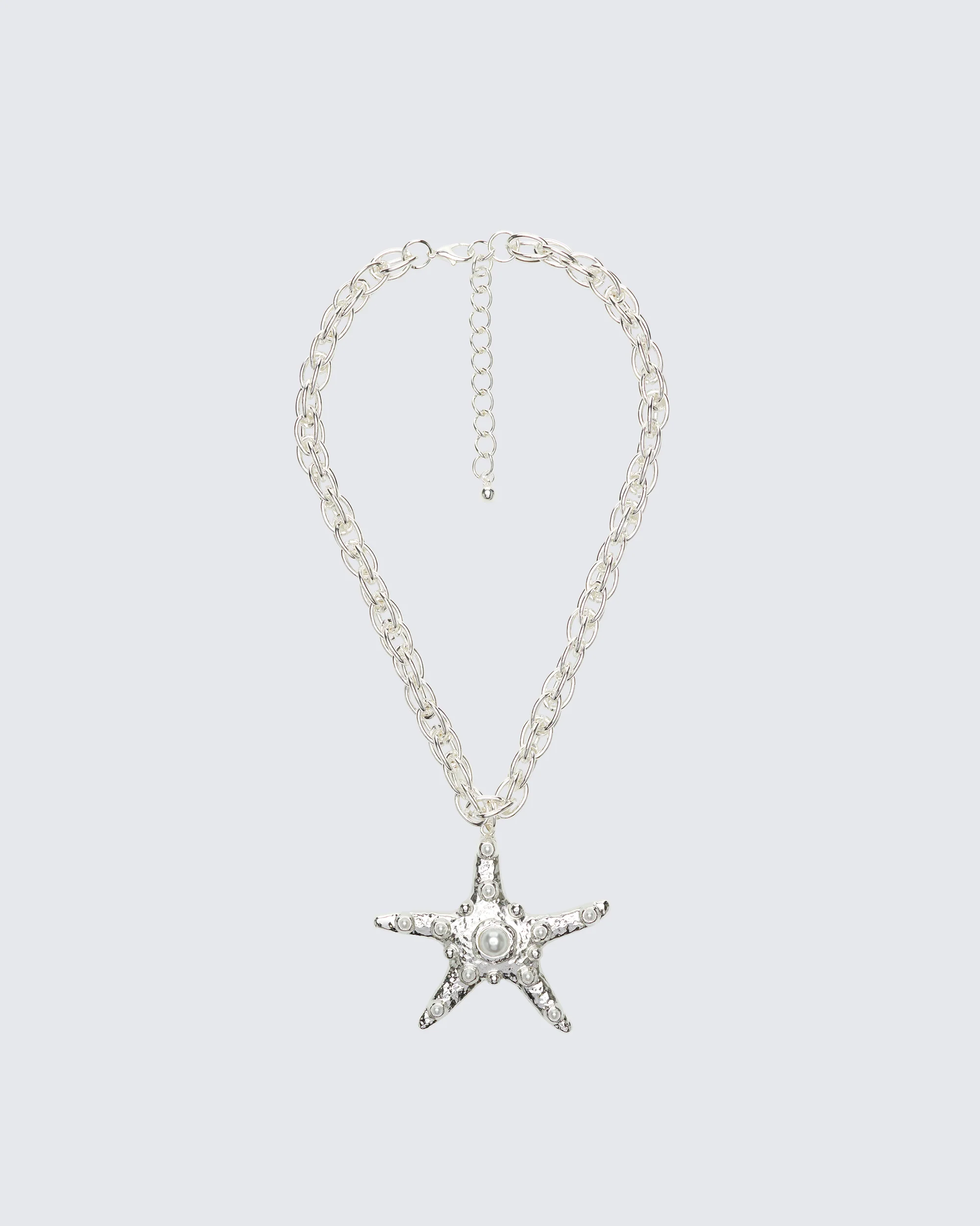 Ghalia Silver Molten Starfish Pendant Necklace