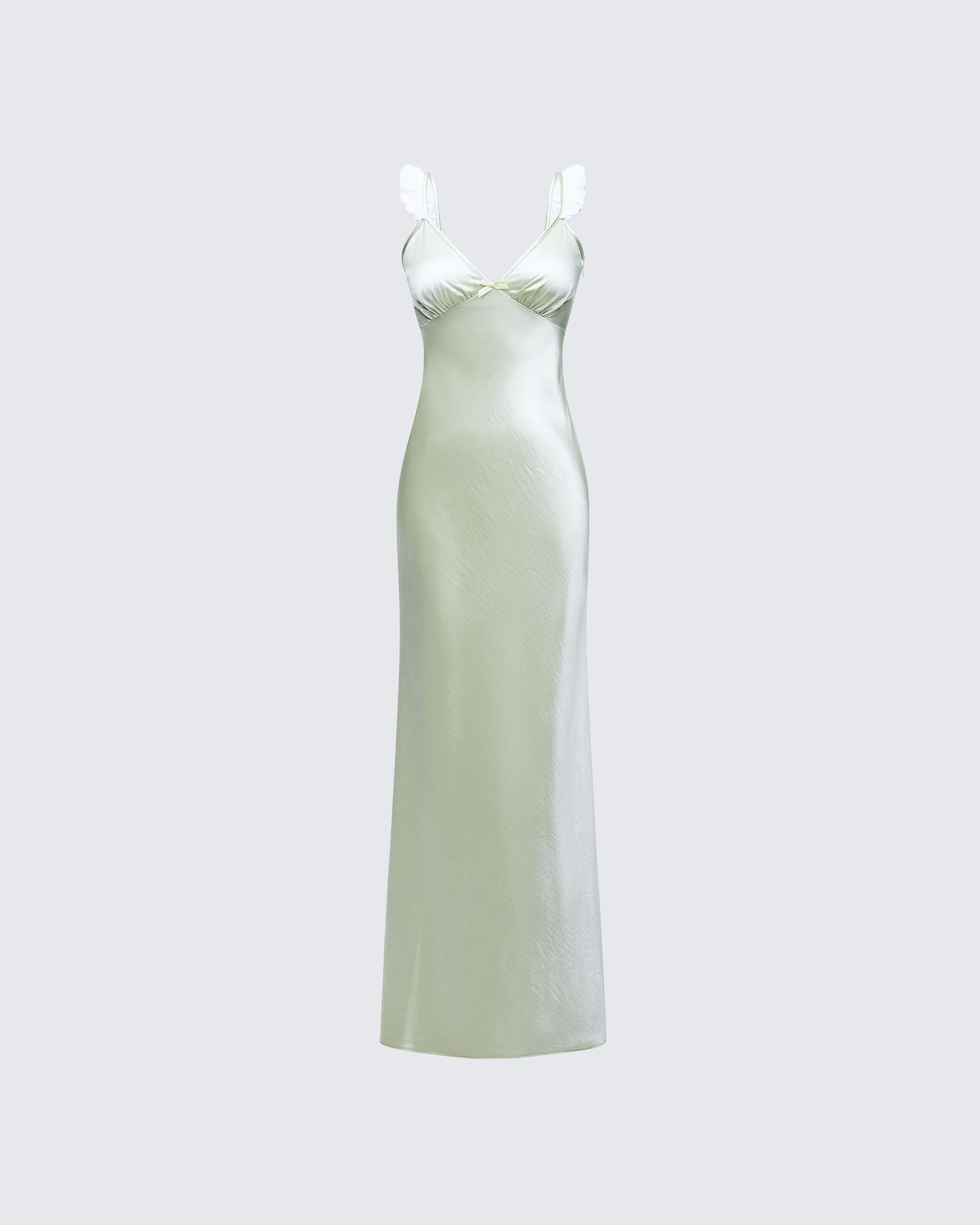 Halston Green Satin Maxi Dress