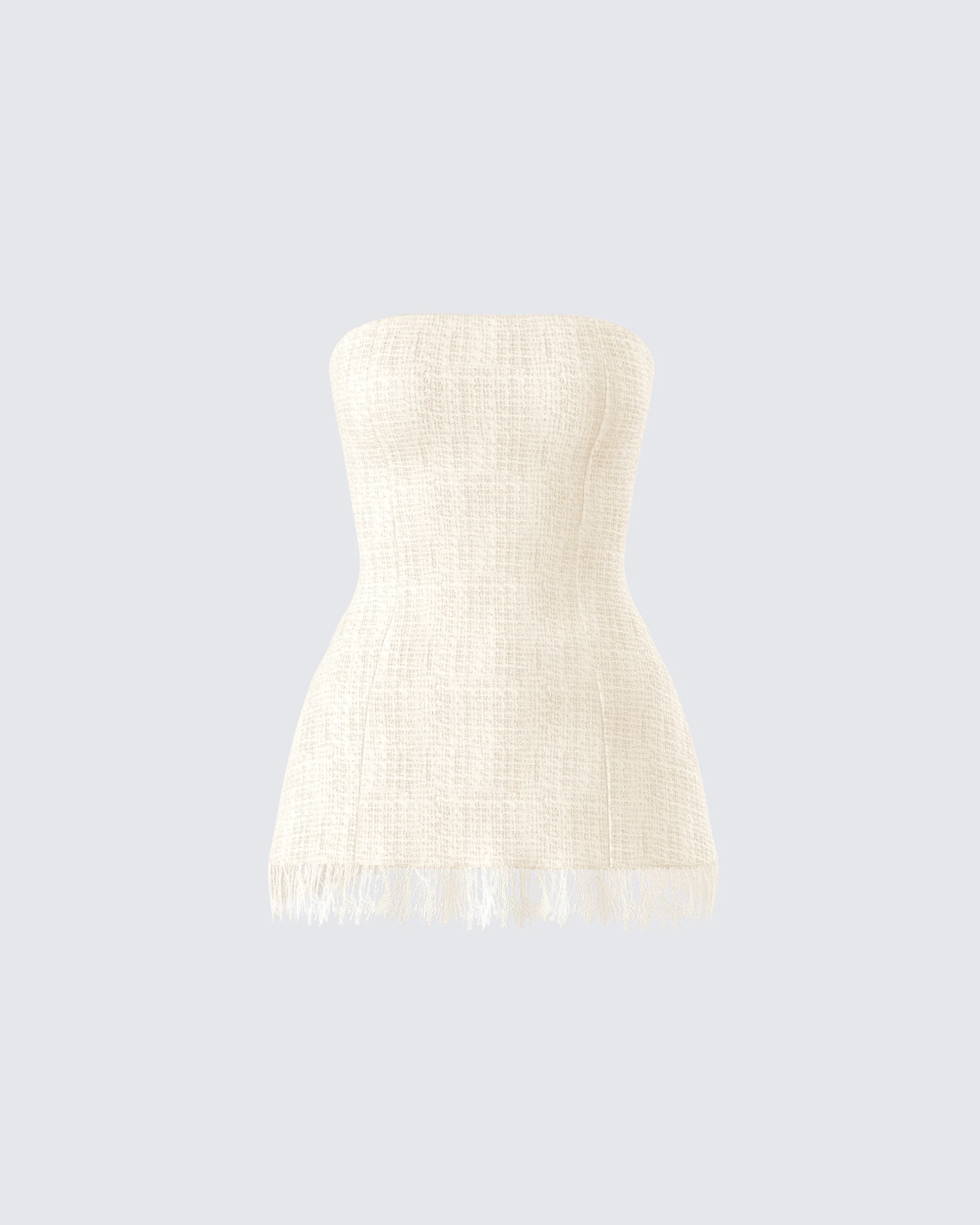 Havanah Ivory Tweed Strapless Top