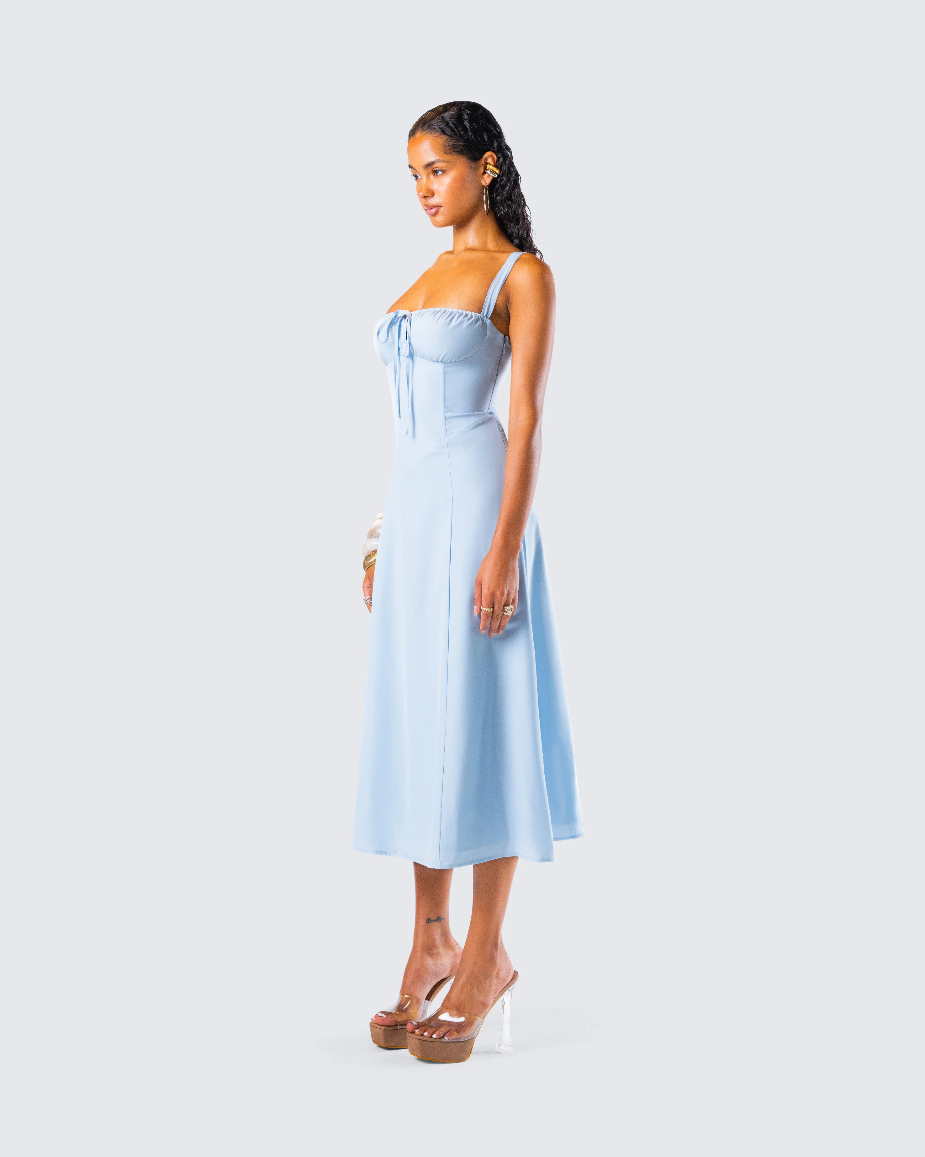 Hera Blue Corset Midi Dress - Image 4