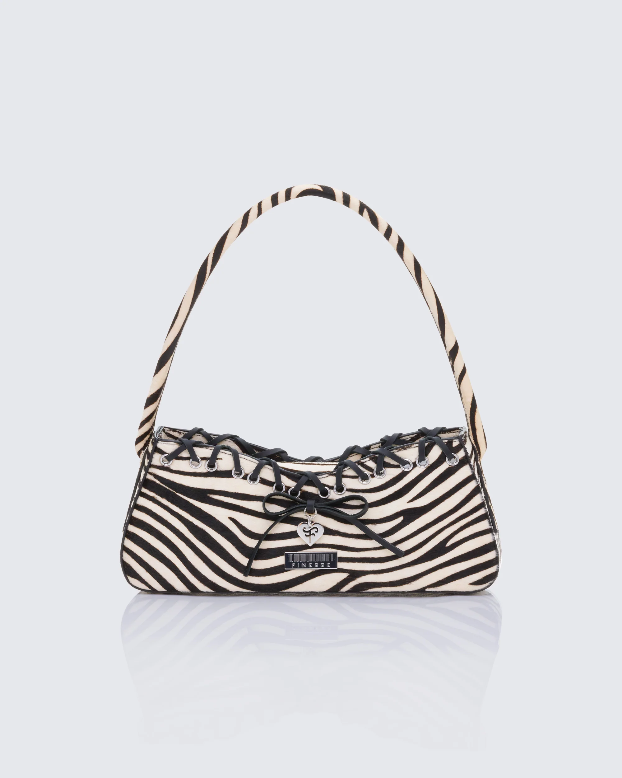Icon Real Leather Zebra Whipstitch 90's Shoulder Bag