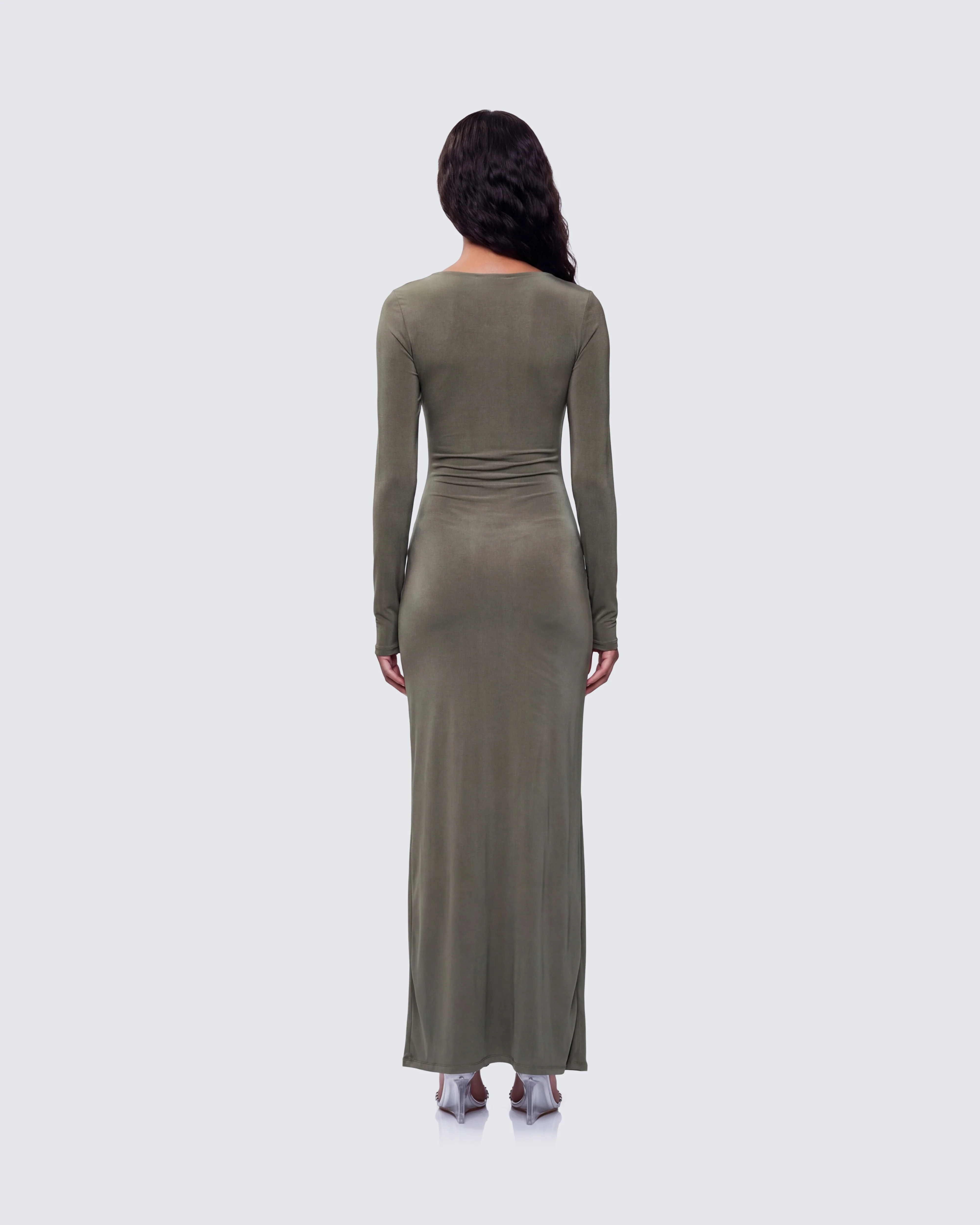 Isley Green Cut Out Ruched Maxi Dress - Image 6