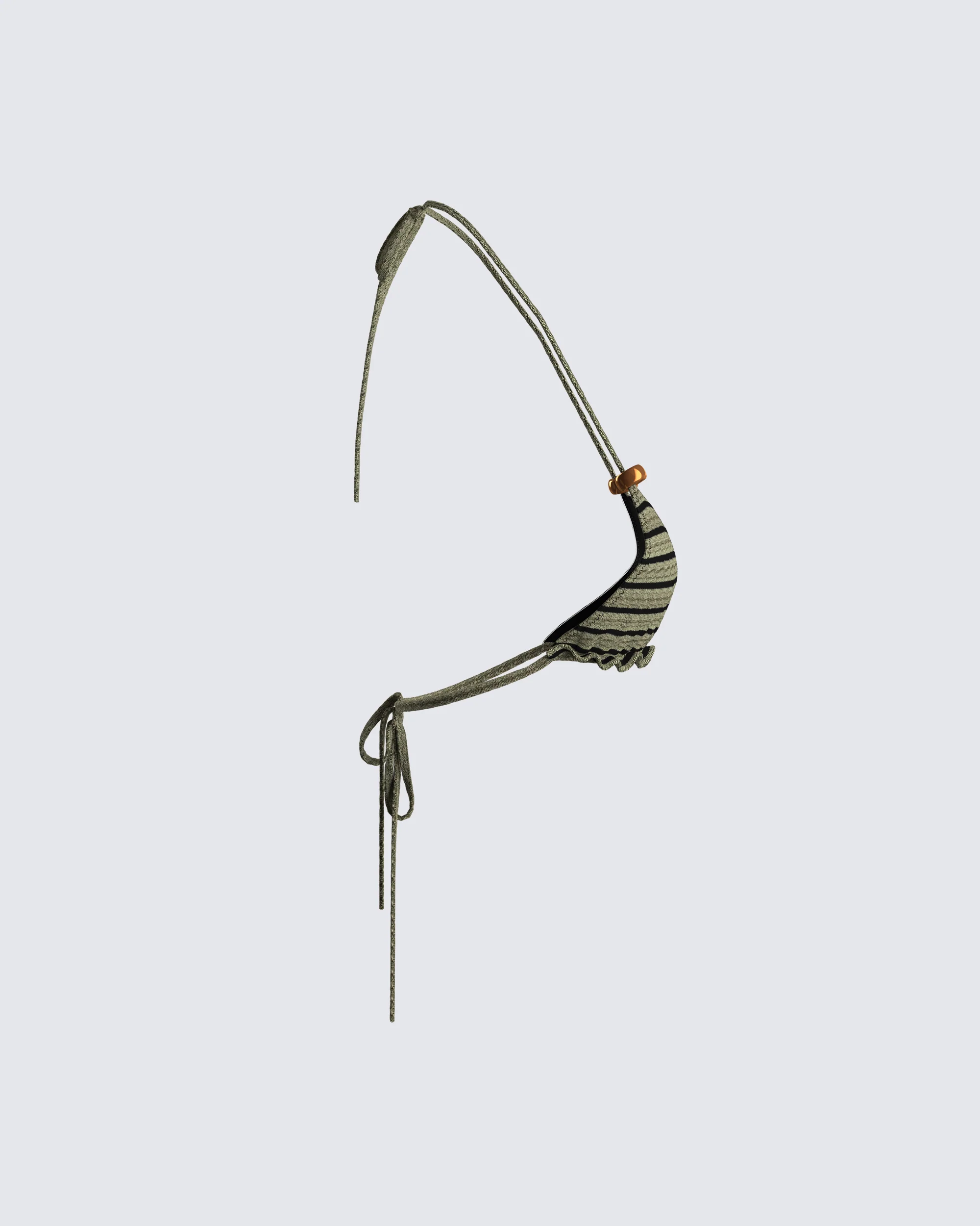 Izzy Olive Stripe Bikini Top - Image 2