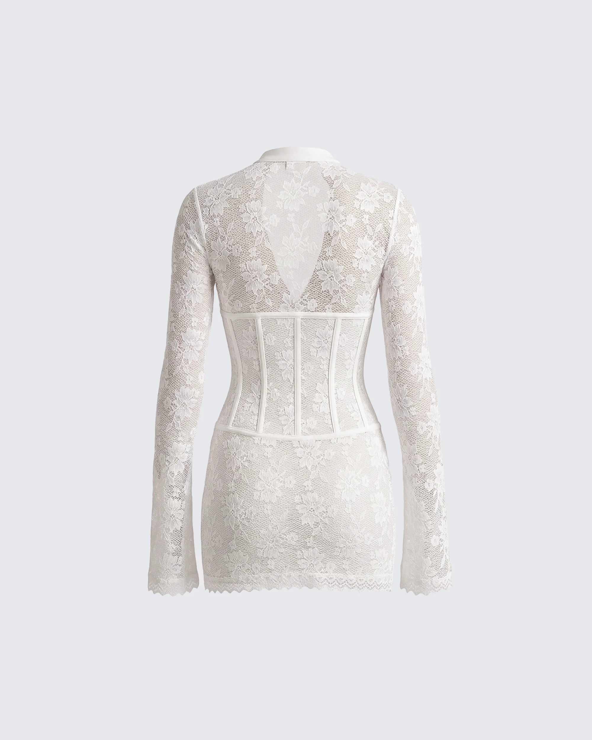 Janie White Lace Sheer Corset Waist Dress - Image 2