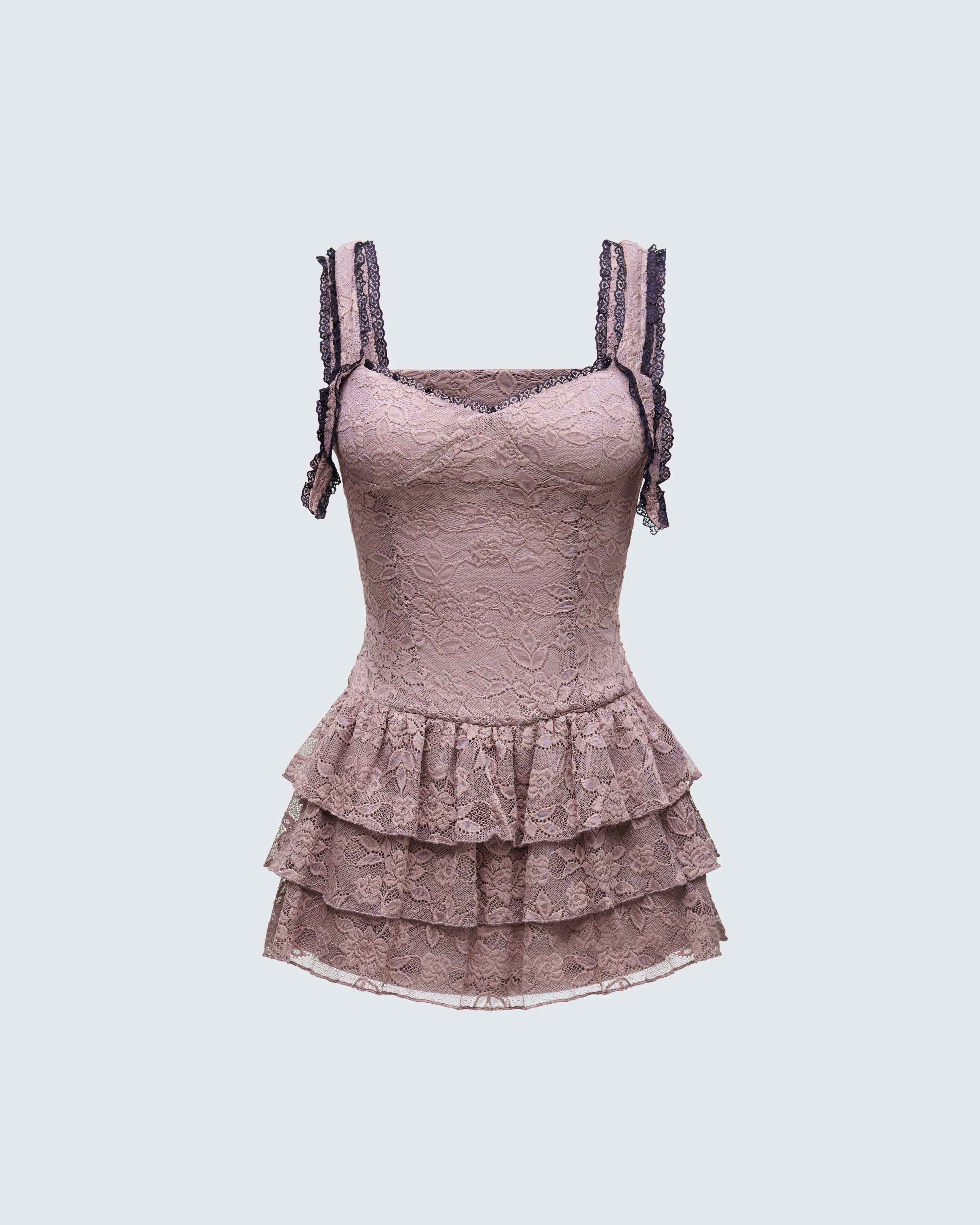 Jayella Tan Lace Mini Dress