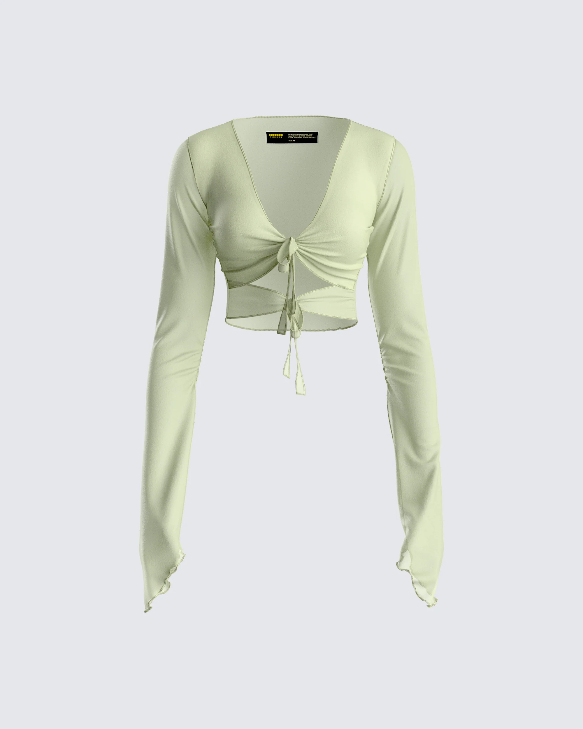 Jolie Olive Mesh Tie Front Top