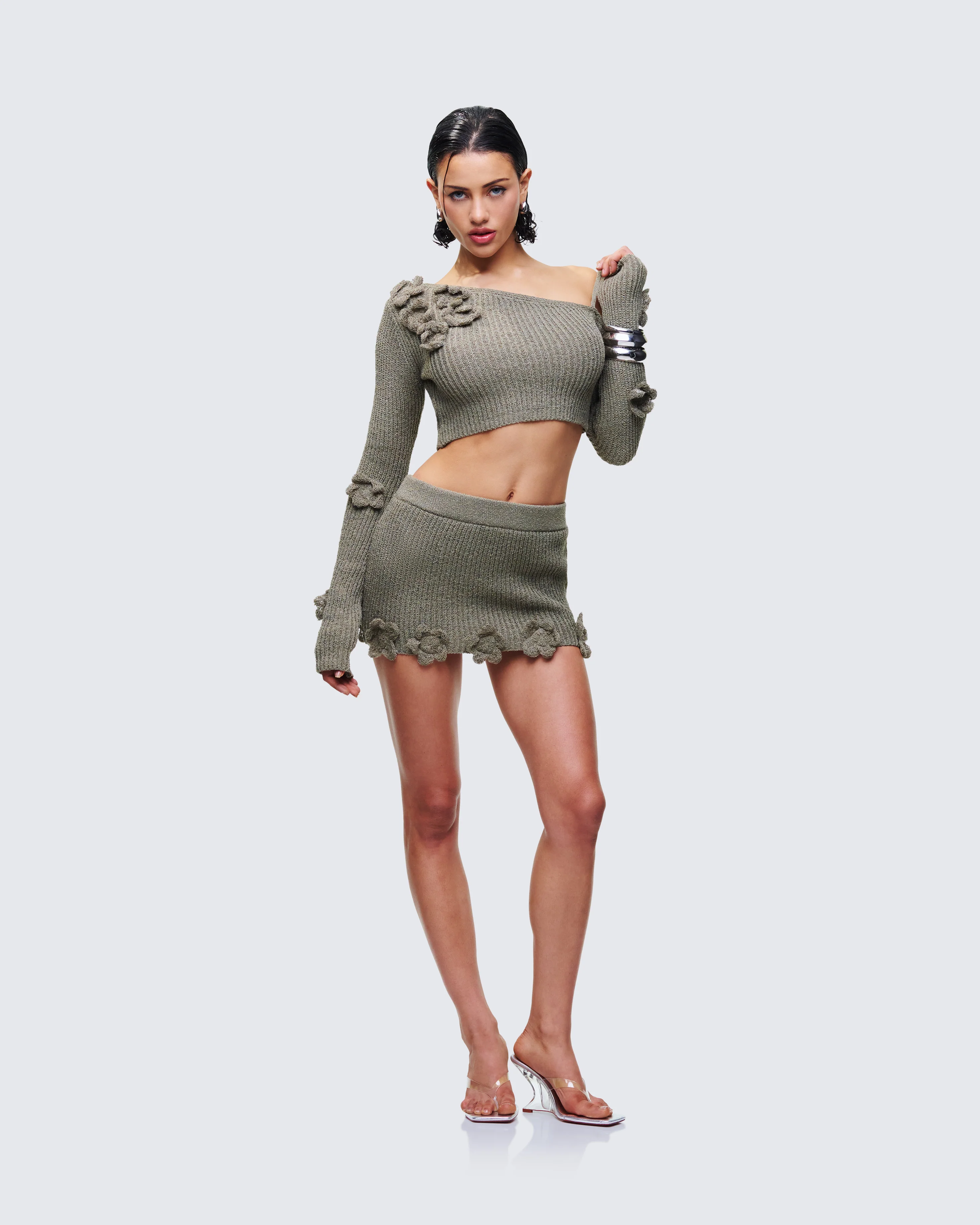 Jordan Green Knit One Shoulder Top - Image 5